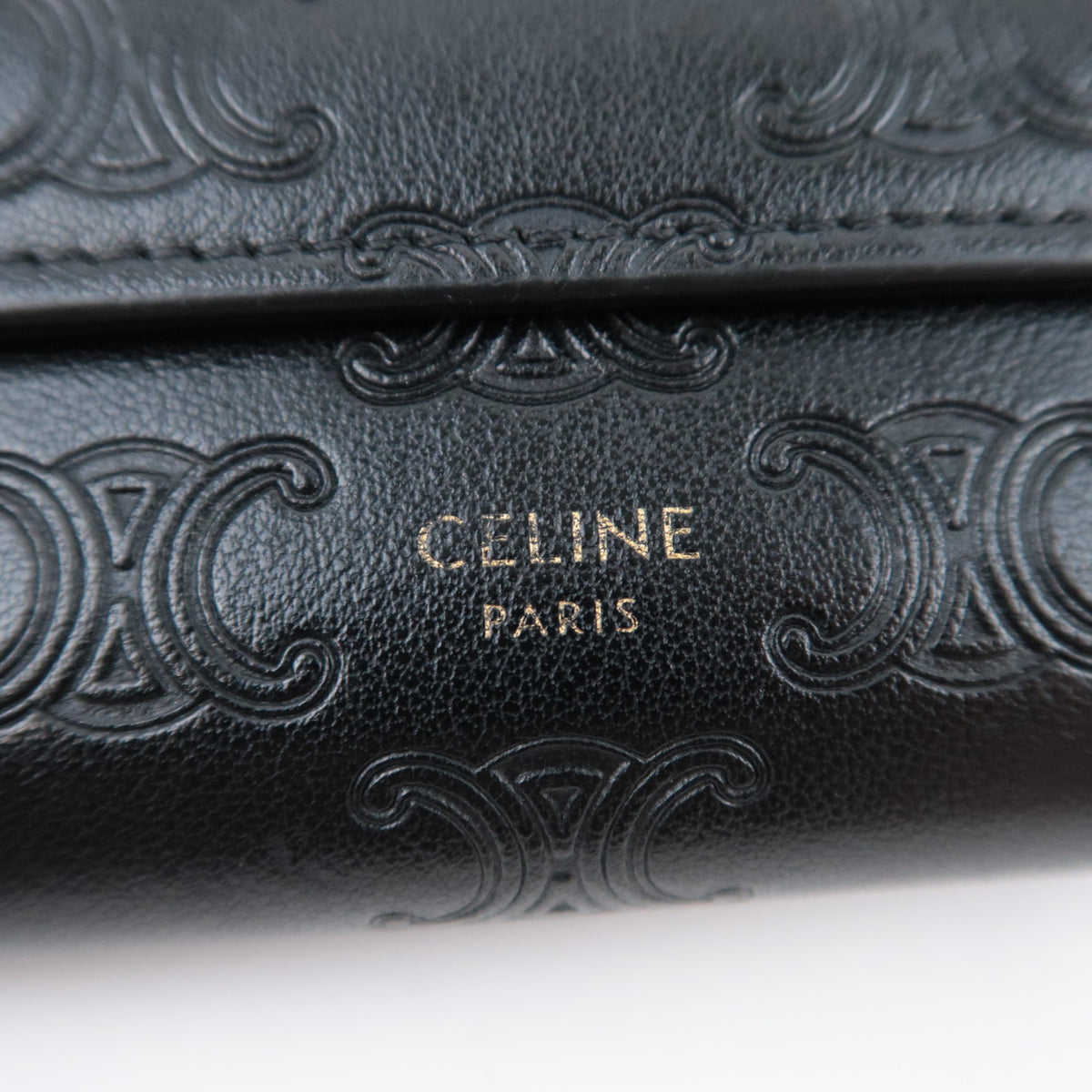 CELINE Triomphe Embossed Leather Wallet