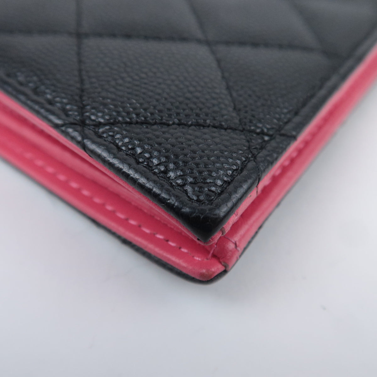 CHANEL Coco Mark Matelasse Bi-Fold Wallet Caviarskin Black Gold HDW
