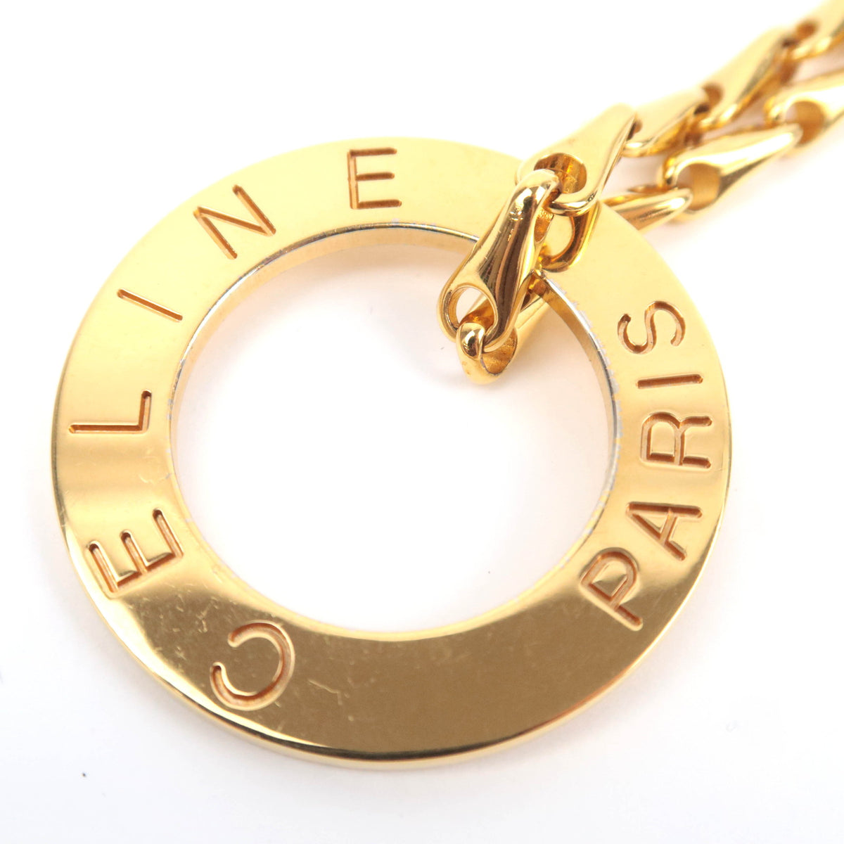 CELINE Circle Logo Ring Pendant Necklace