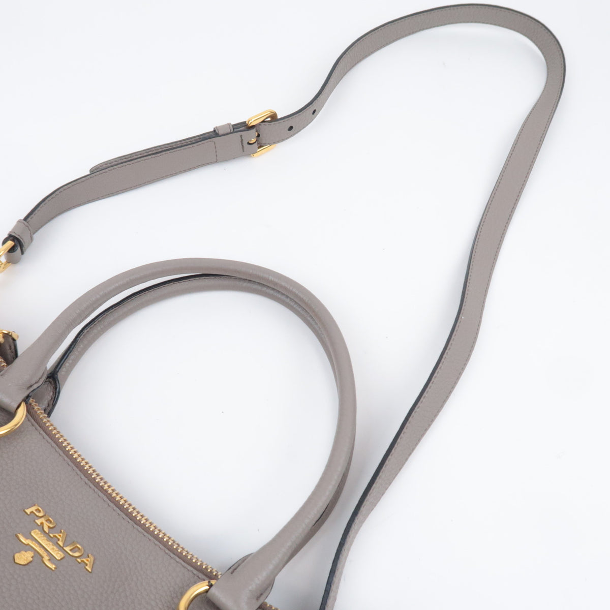 PRADA 2Way Leather Handbag Gray 1BC032