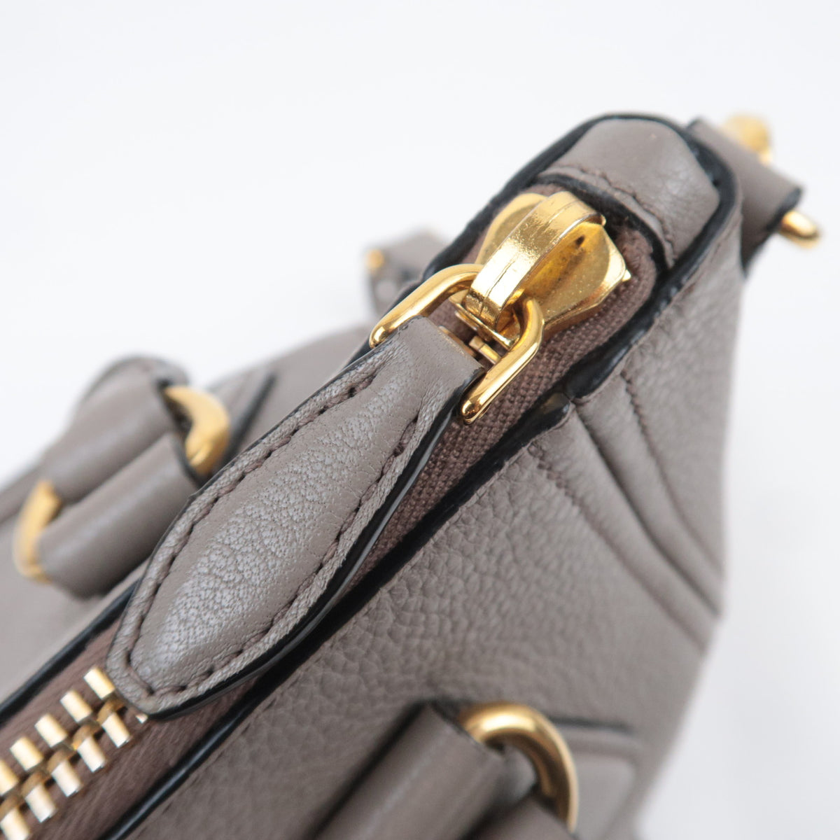 PRADA 2Way Leather Handbag Gray 1BC032
