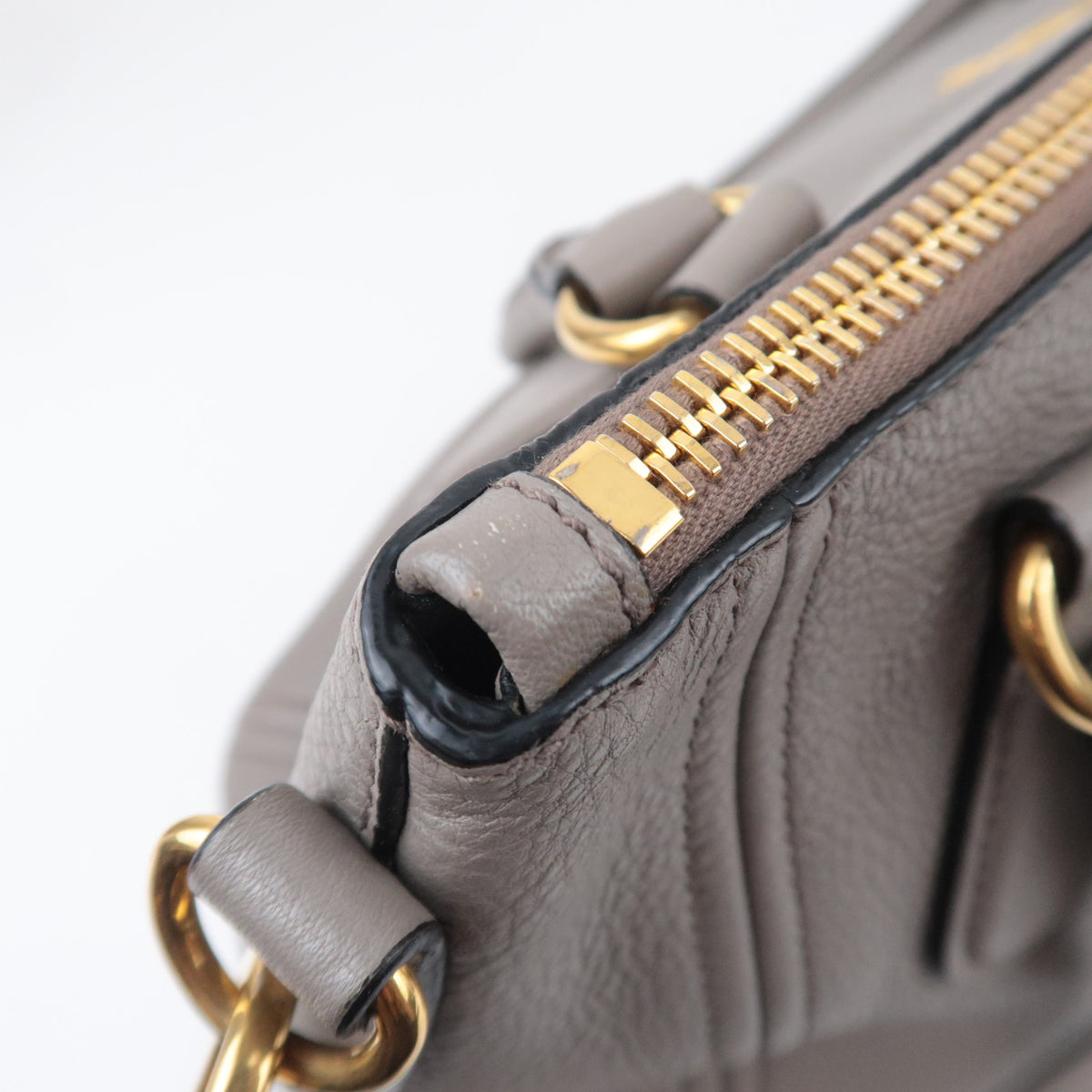 PRADA 2Way Leather Handbag Gray 1BC032