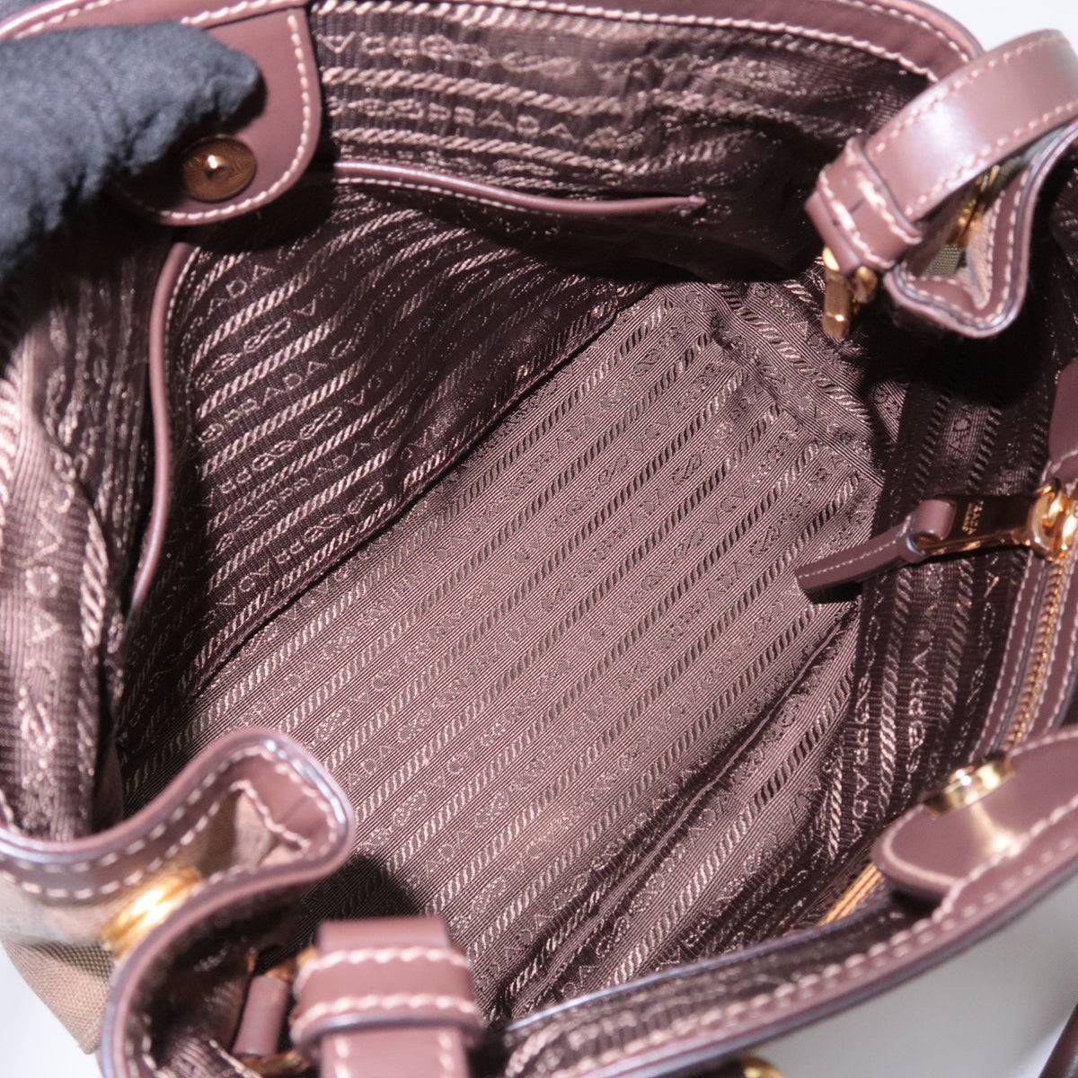 PRADA 2Way Logo Jacquard Handbag