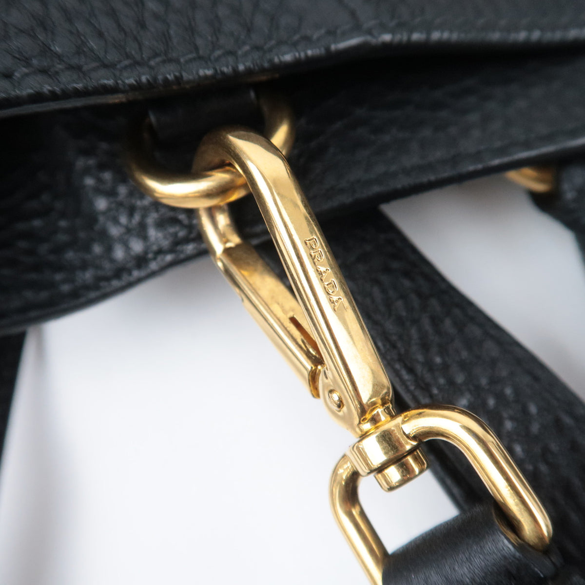 PRADA 2Way Leather Side Zip Handbag Black