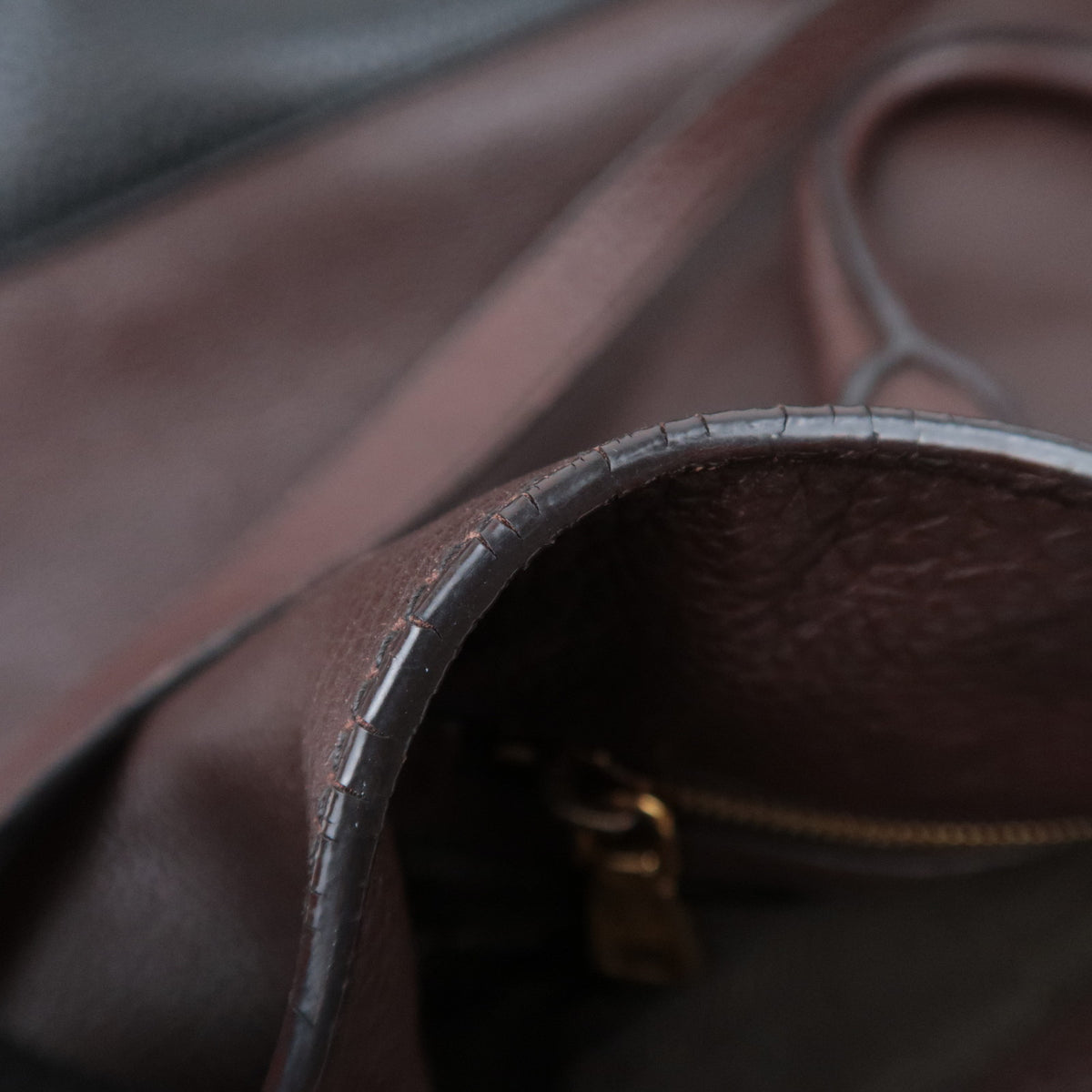PRADA Two Tone 2Way Leather Handbag Brown Black *Strap, Name tag