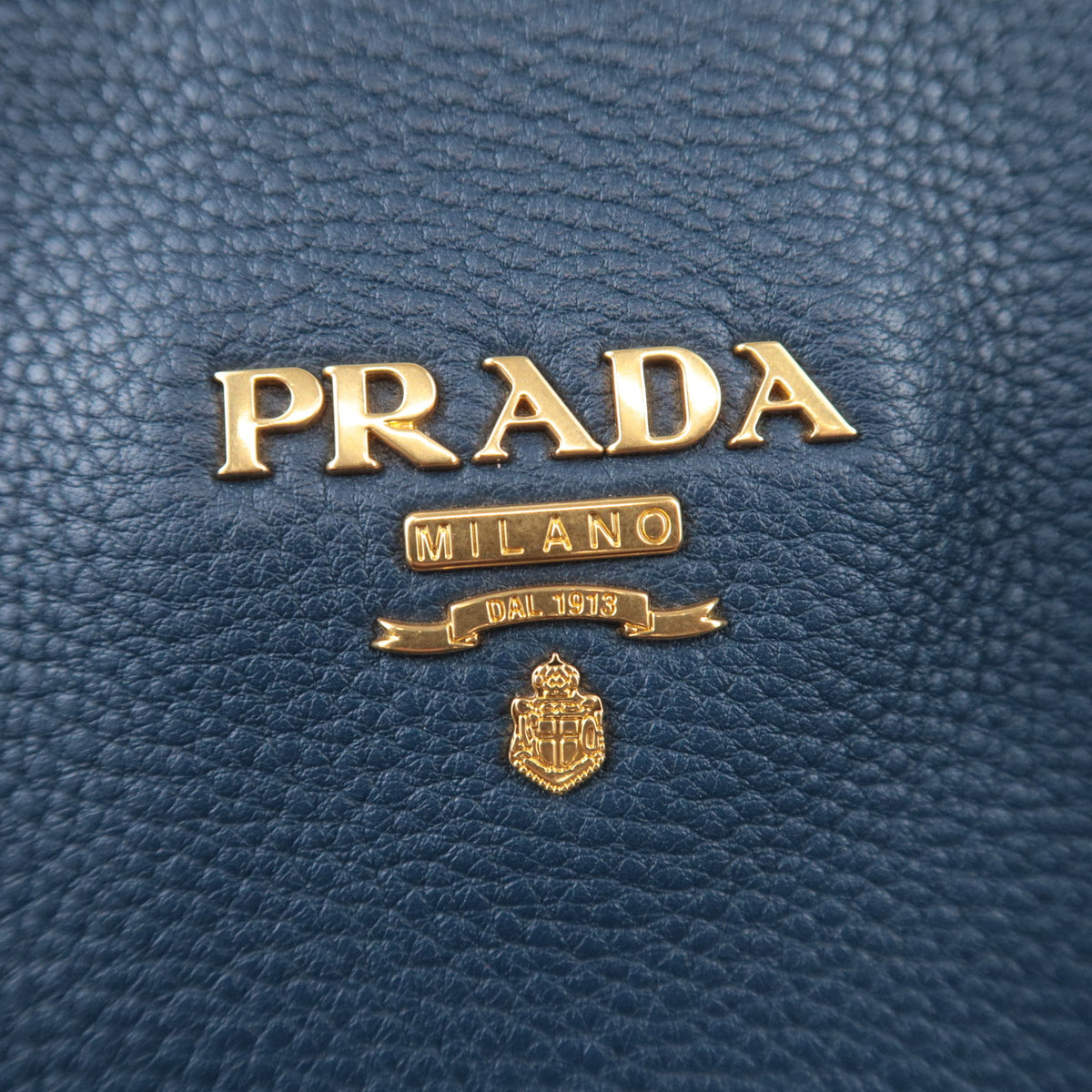 PRADA Leather Side Zip Tote Bag Navy BR4372