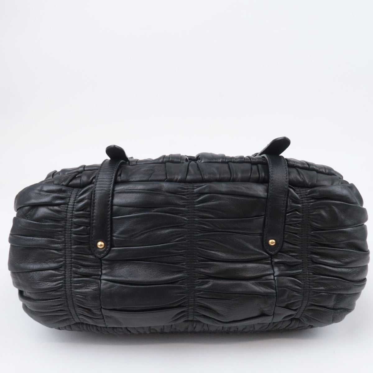 PRADA Gathered Leather Crossbody Flap Bag Black