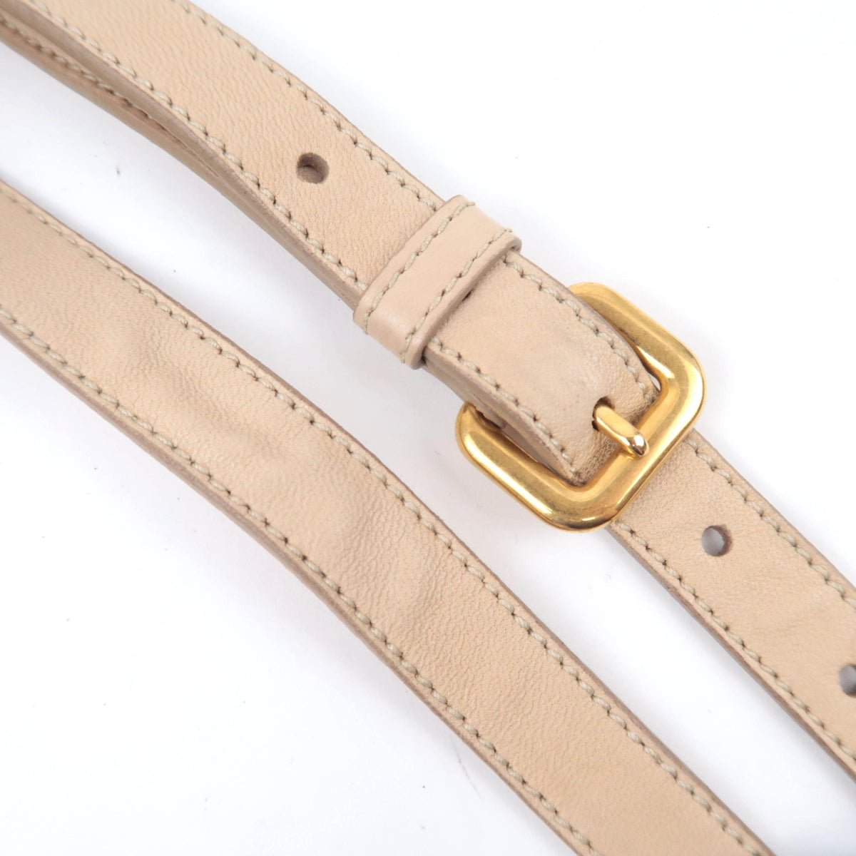 PRADA Gathered Leather 2Way Handbag Beige