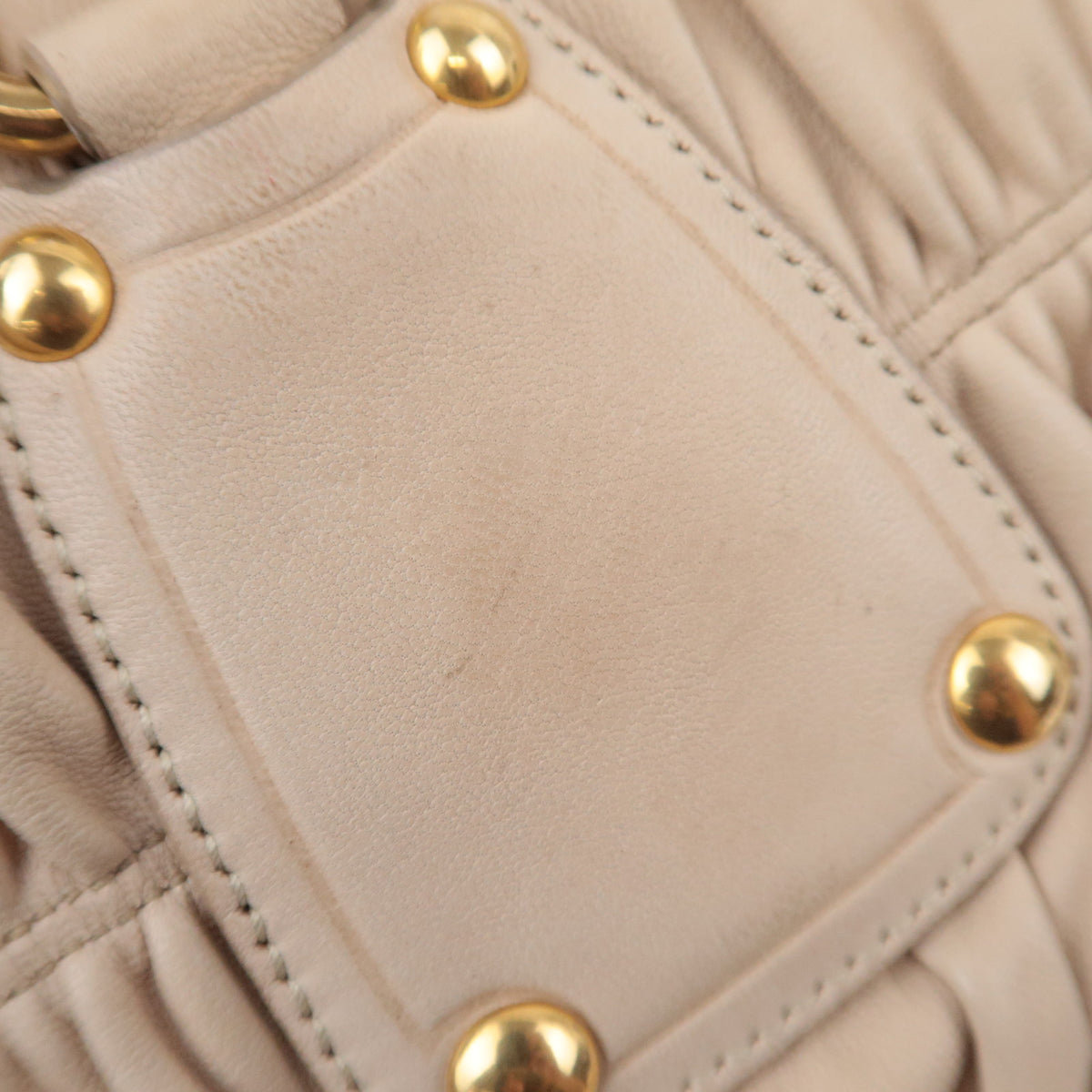PRADA Gathered Leather 2Way Handbag Beige
