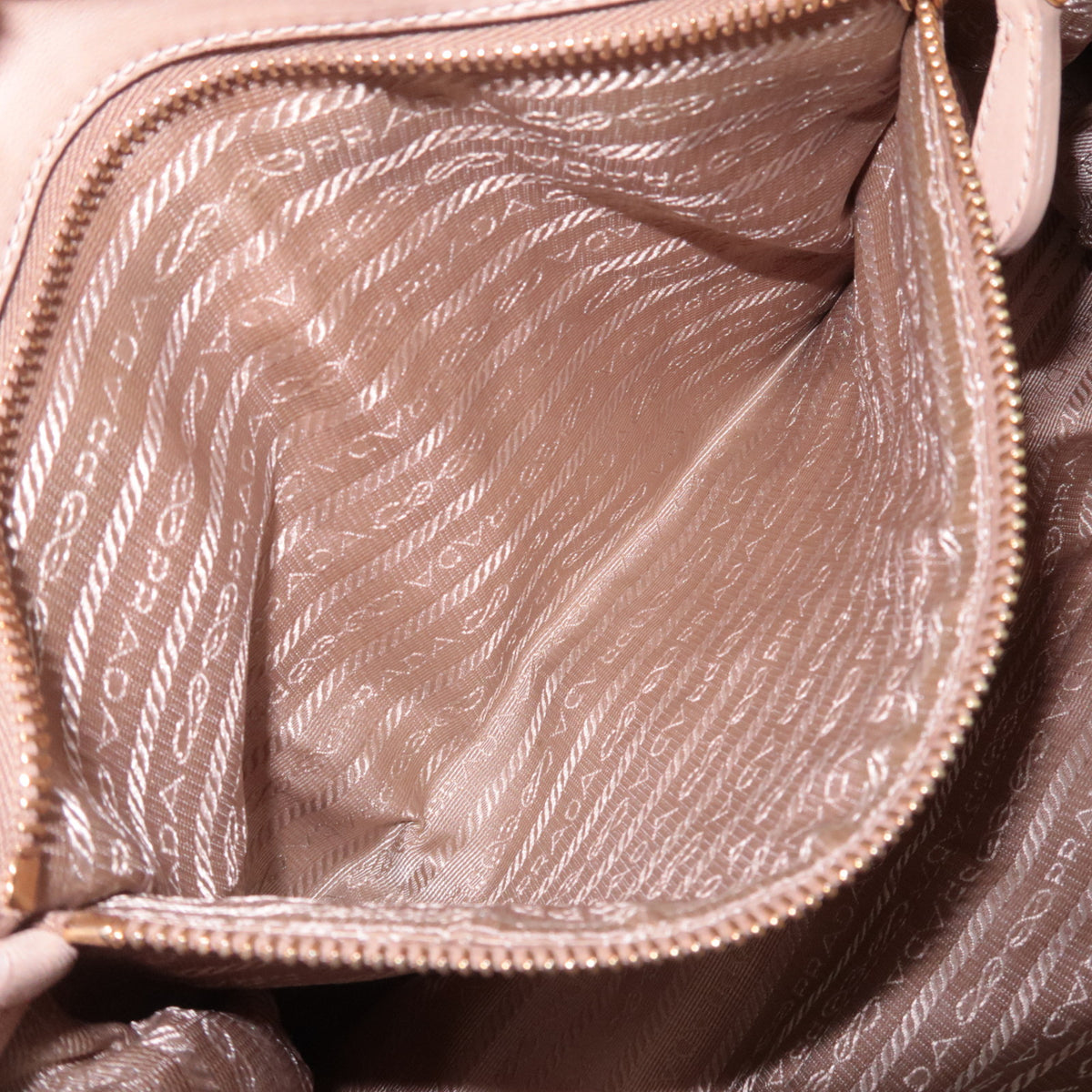 PRADA Gathered Leather 2Way Handbag Beige