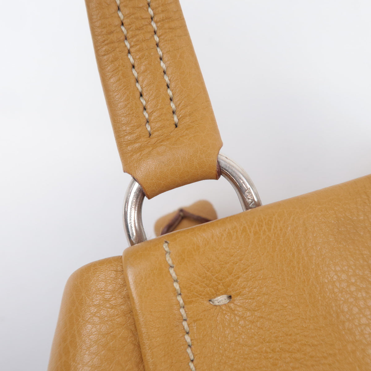 PRADA Leather Tote Bag Tan Brown BR2252