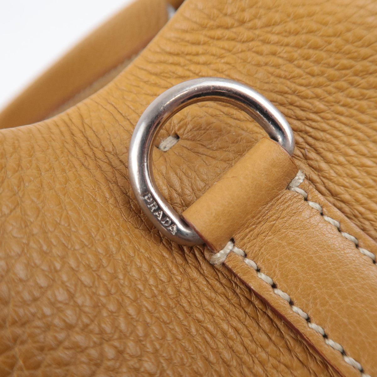 PRADA Leather Tote Bag Tan Brown BR2252