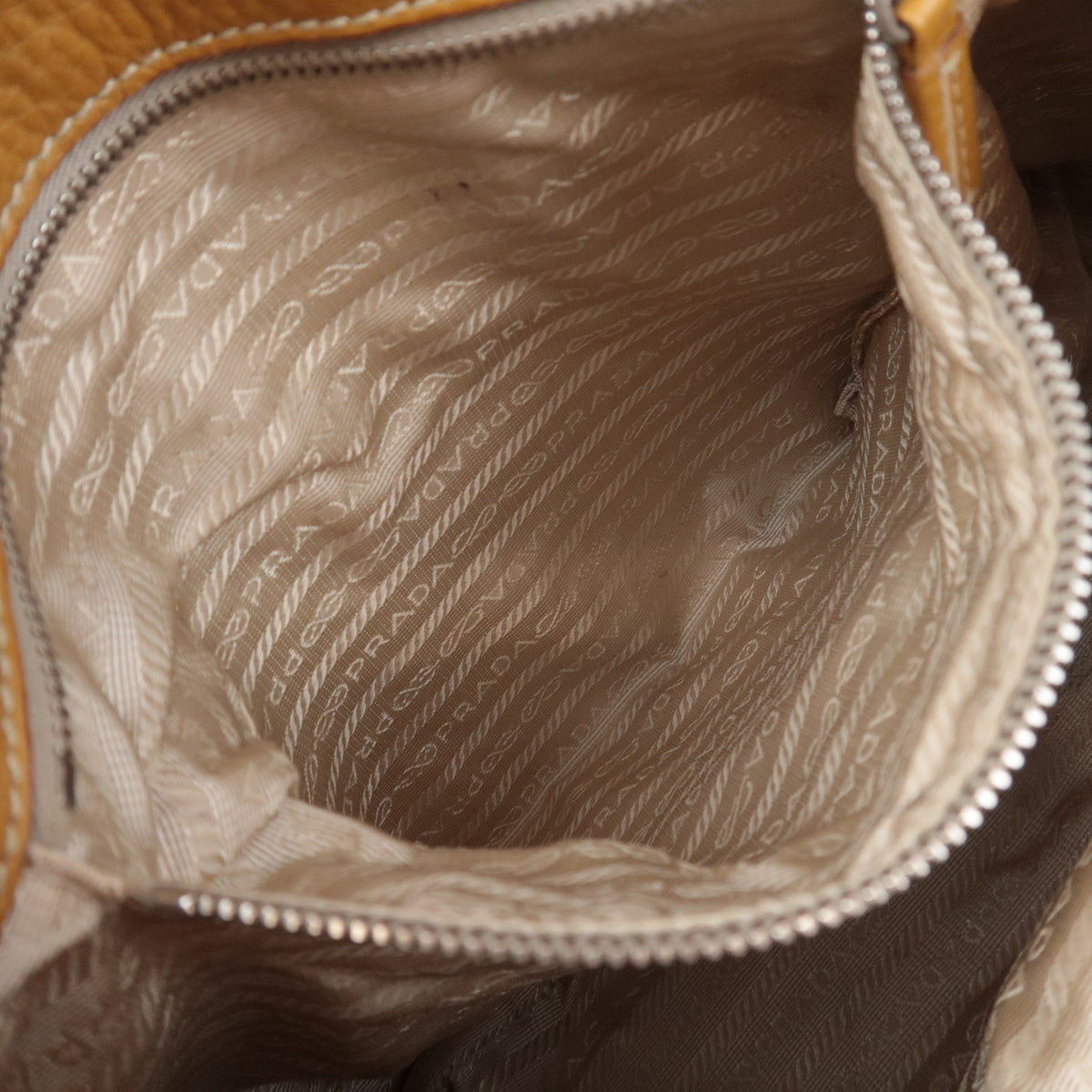PRADA Leather Tote Bag Tan Brown BR2252