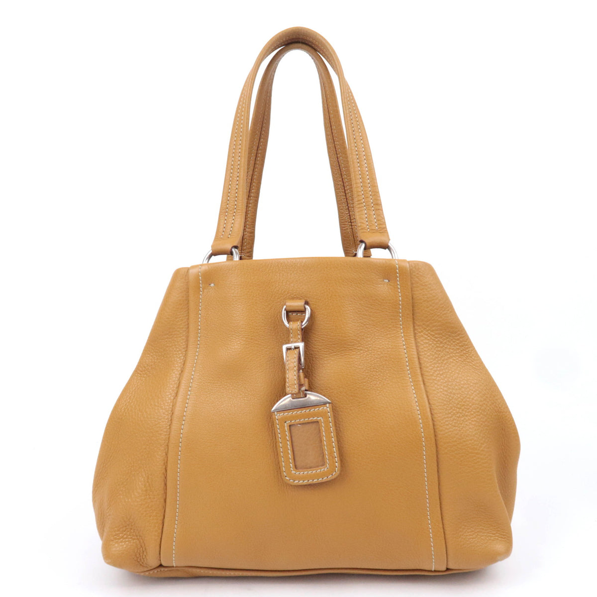 PRADA Leather Tote Bag Tan Brown BR2252