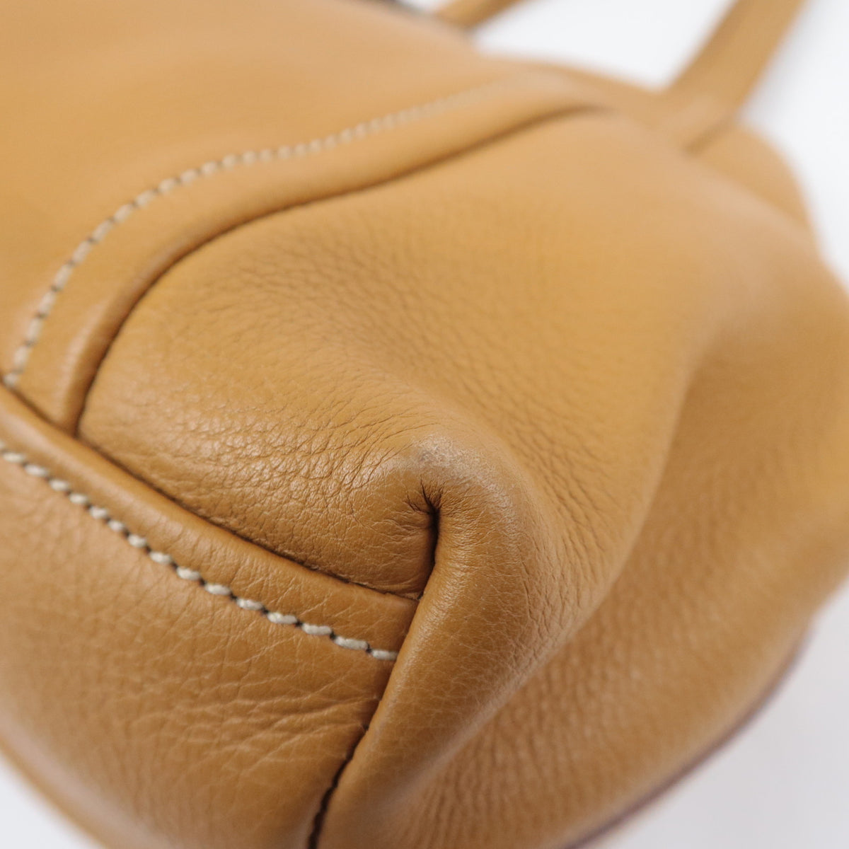 PRADA Leather Tote Bag Tan Brown BR2252