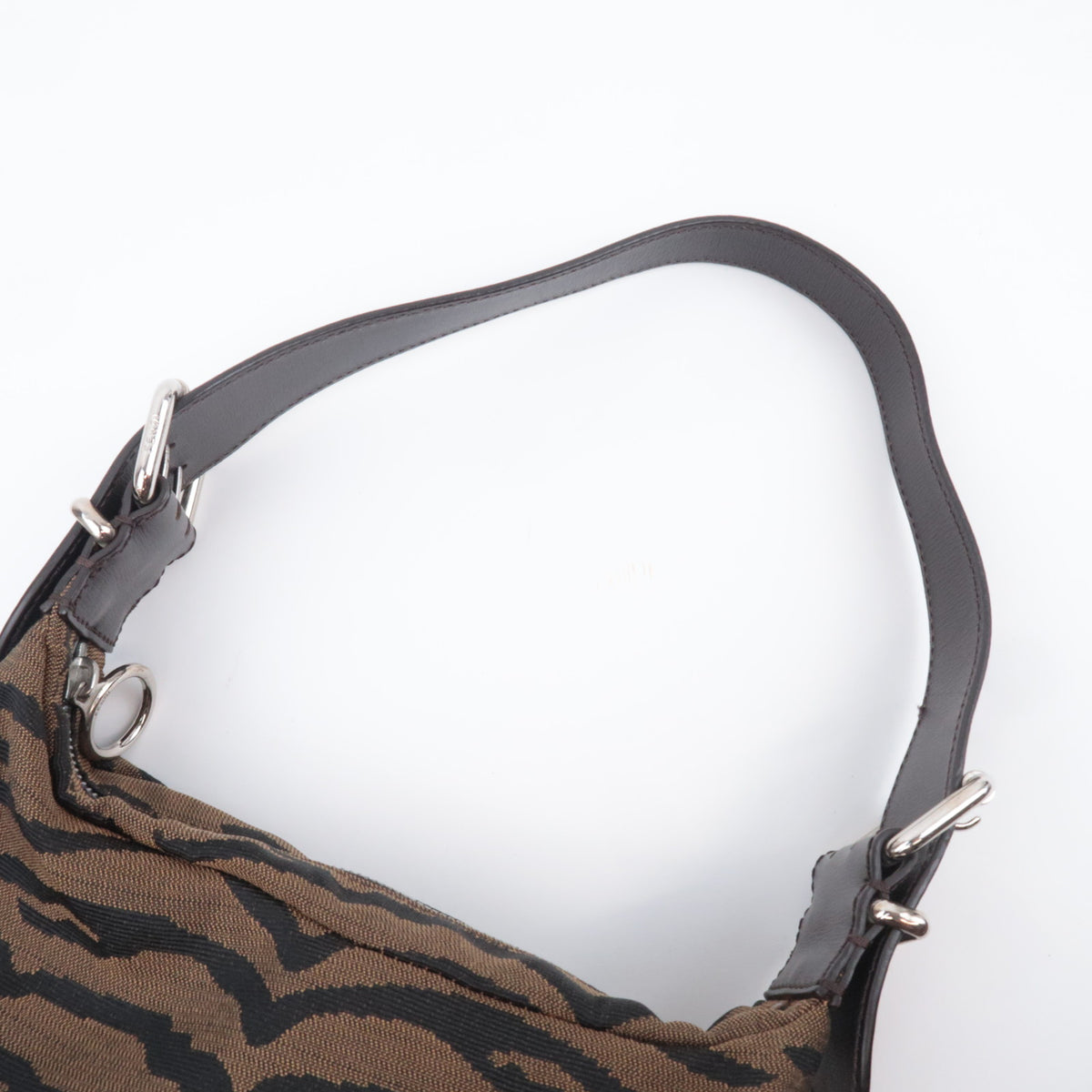 FENDI Zebra Print Canvas Saddle Shoulder Bag