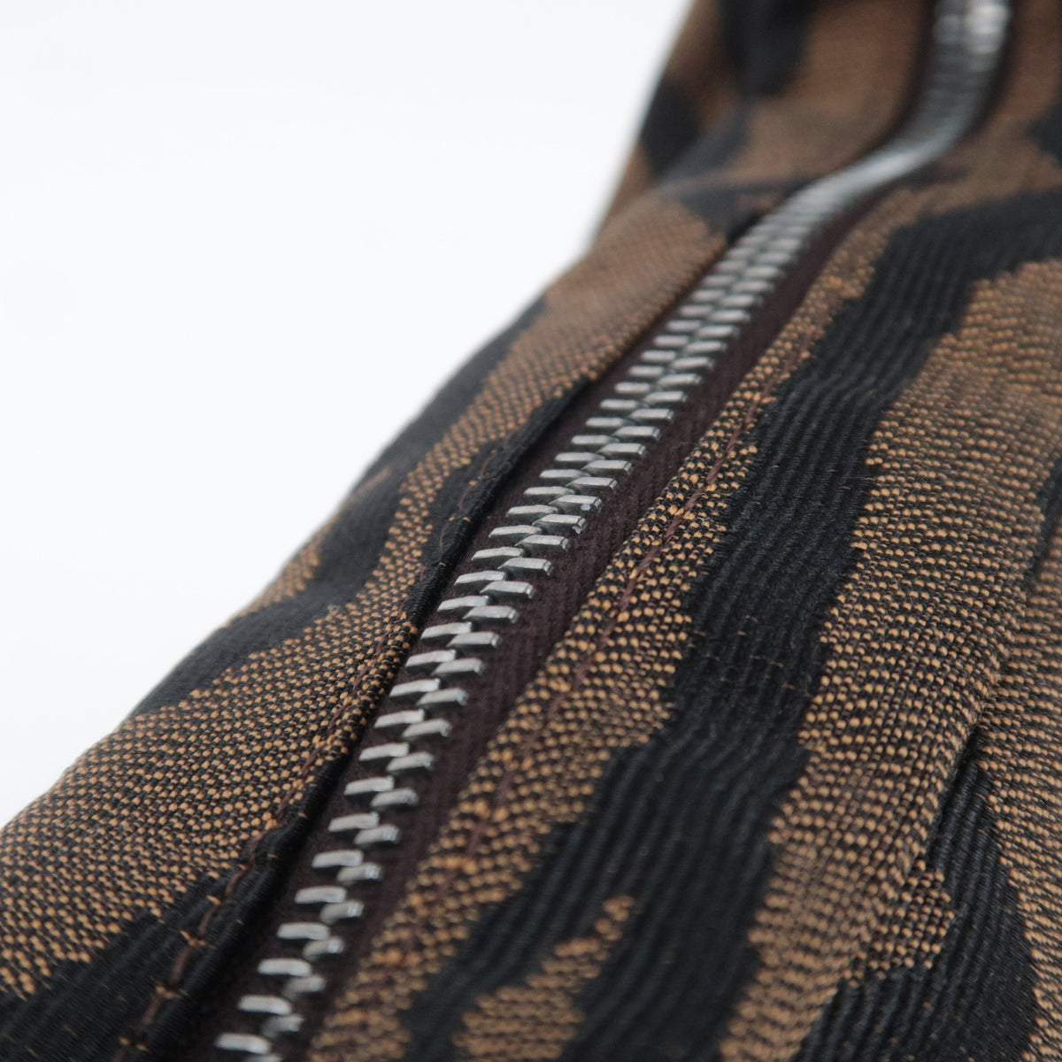 FENDI Zebra Print Canvas Saddle Shoulder Bag