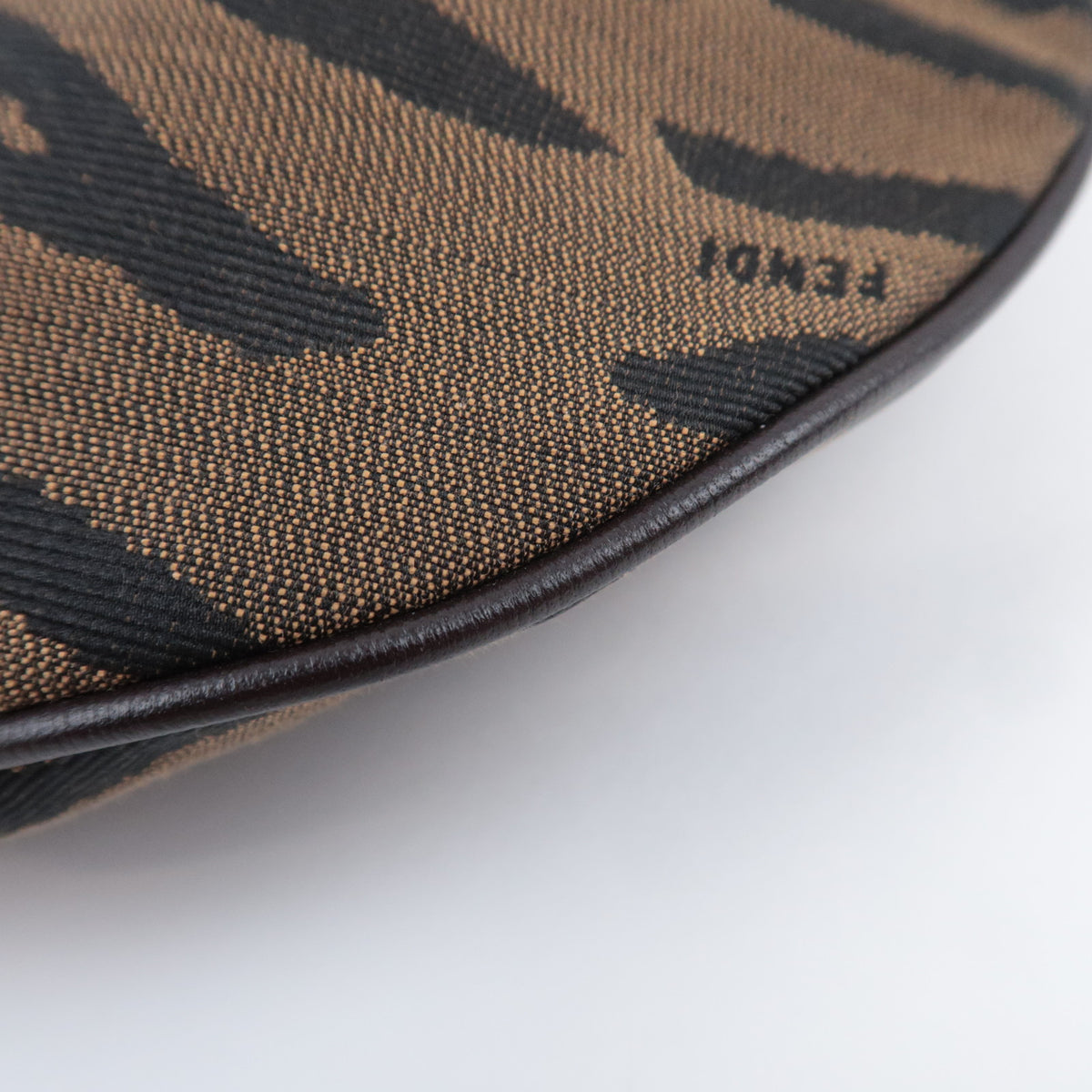 FENDI Zebra Print Canvas Saddle Shoulder Bag