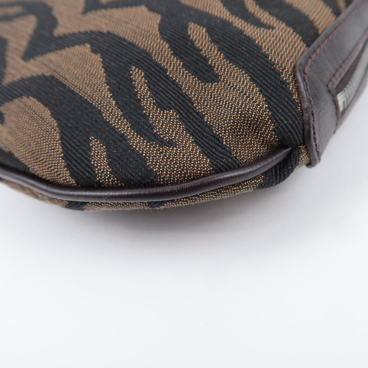 FENDI Zebra Print Canvas Saddle Shoulder Bag