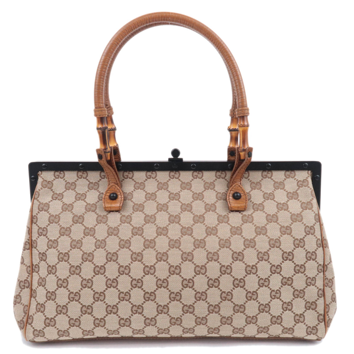 GUCCI GG Canvas Bamboo Handle Handbag 11217492784
