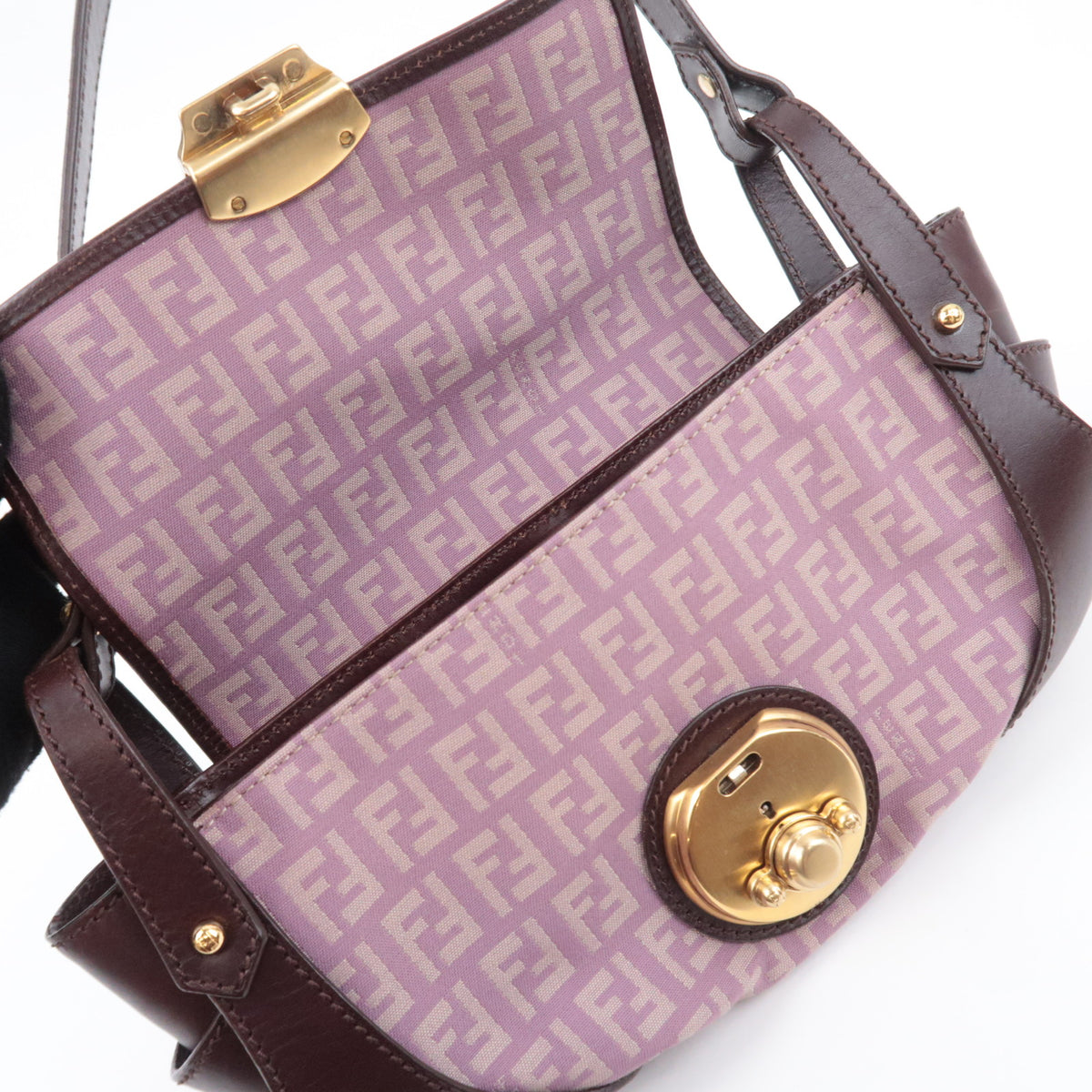 FENDI Zucchino Canvas Shoulder Bag 8BR429