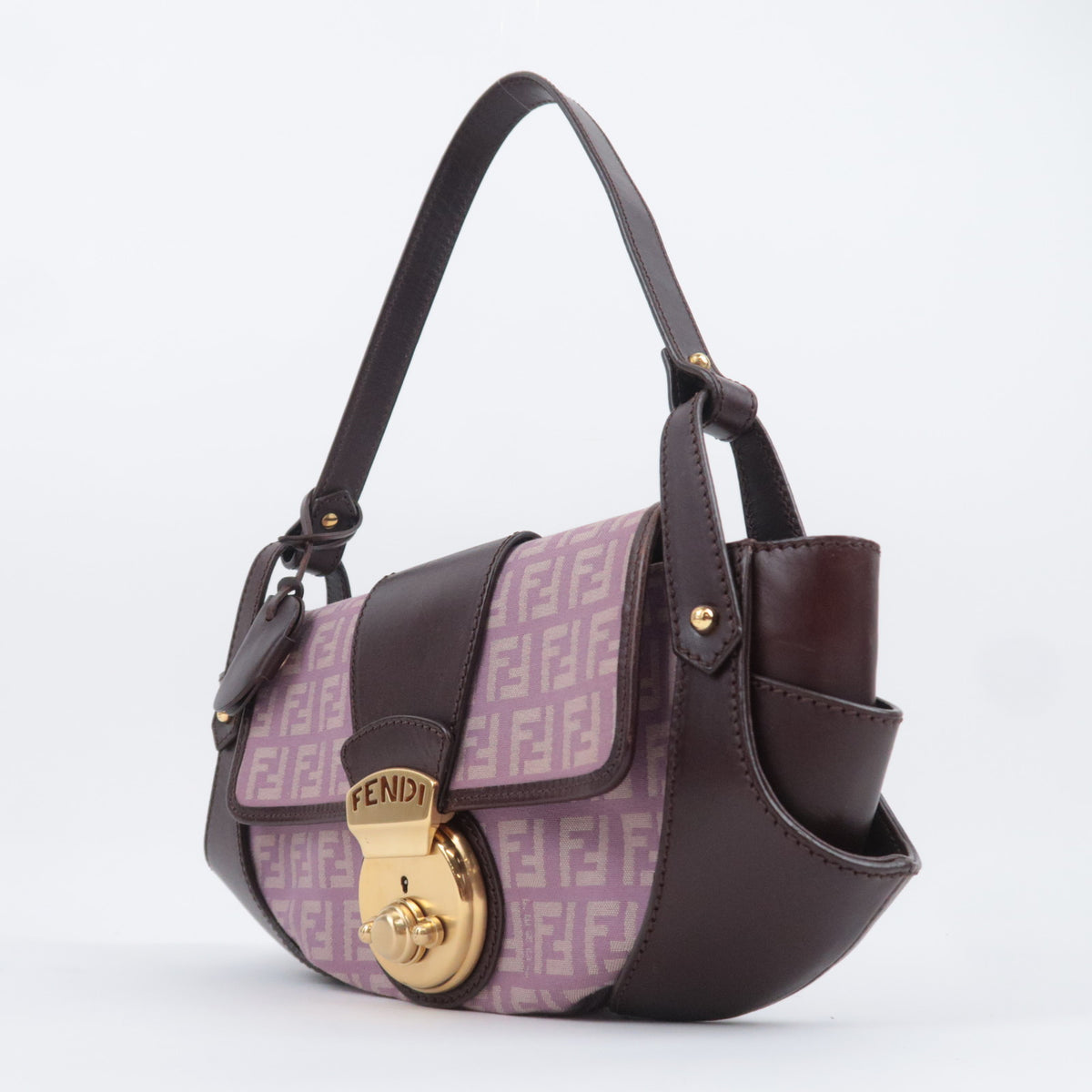 FENDI Zucchino Canvas Shoulder Bag 8BR429