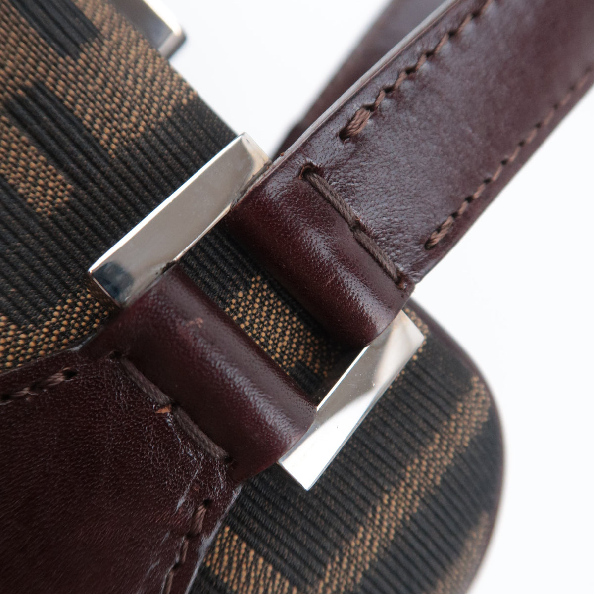 FENDI Zucca Kiss Lock Canvas Handbag