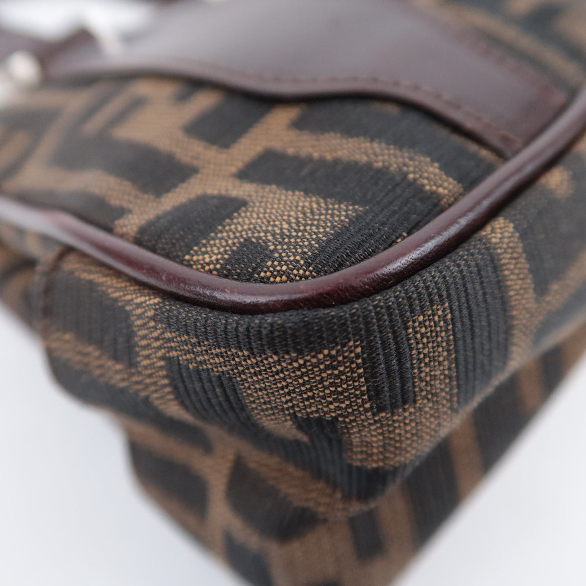 FENDI Zucca Kiss Lock Canvas Handbag