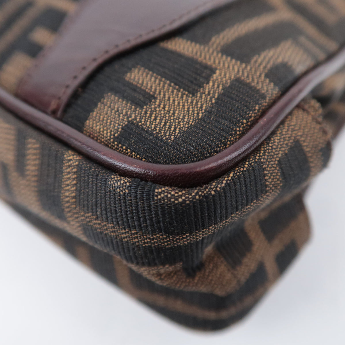 FENDI Zucca Kiss Lock Canvas Handbag