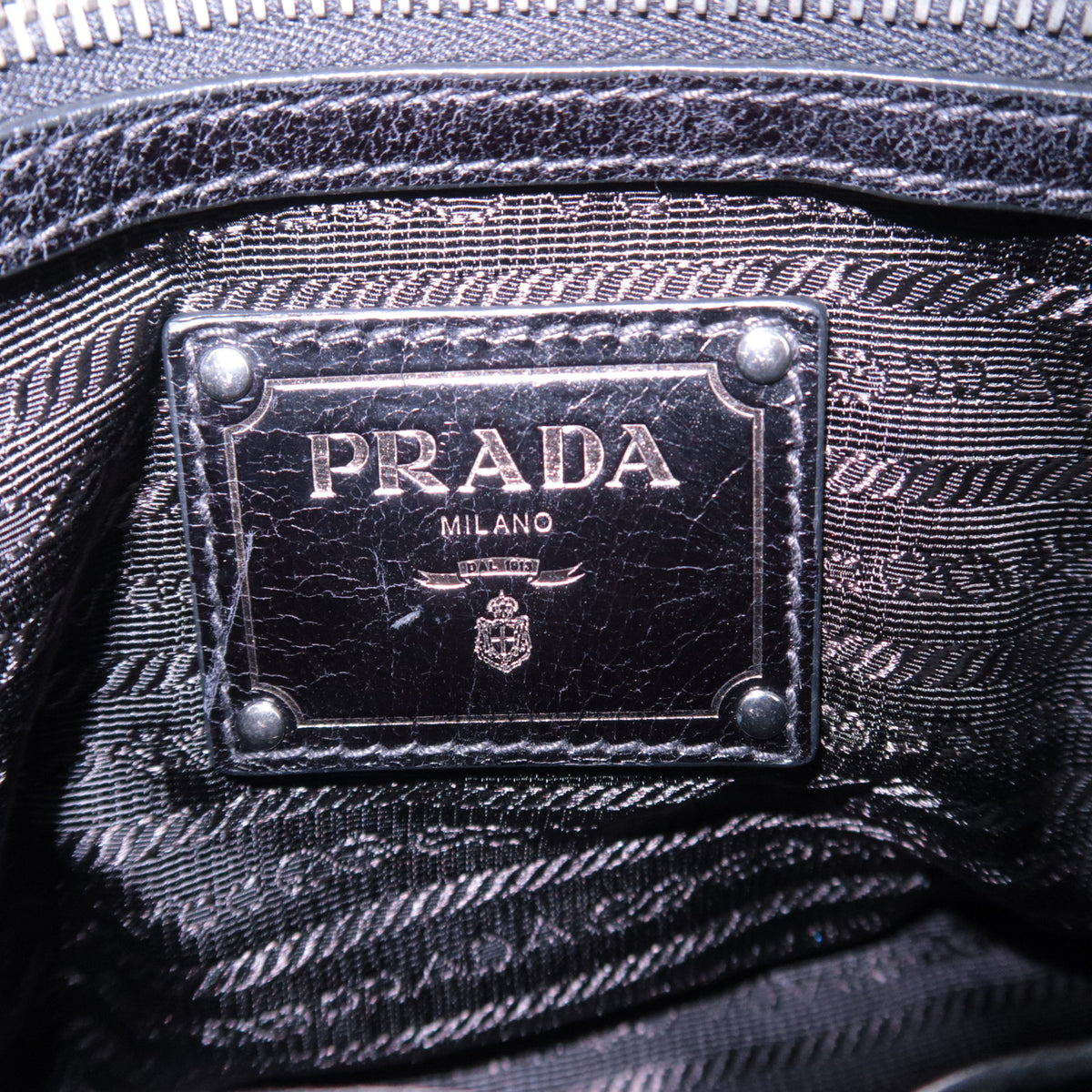 PRADA Nylon Leather Chain Shoulder Bag Black