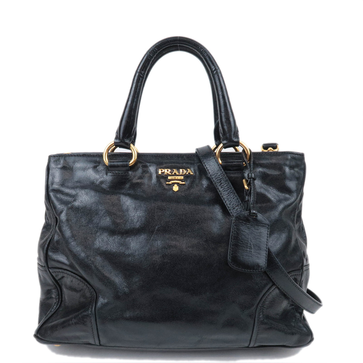 PRADA 2Way Leather Handbag Black92802