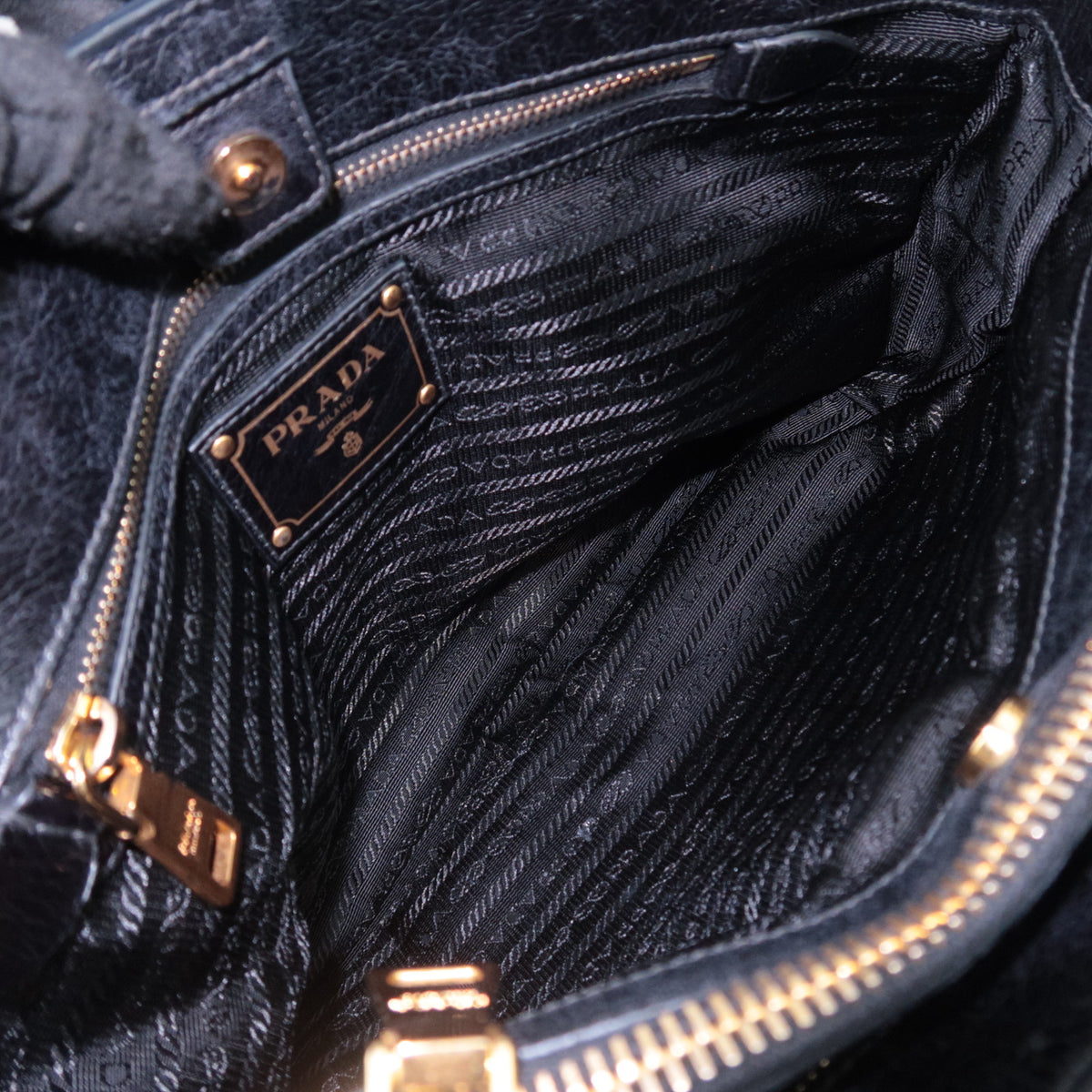 PRADA 2Way Leather Handbag Black