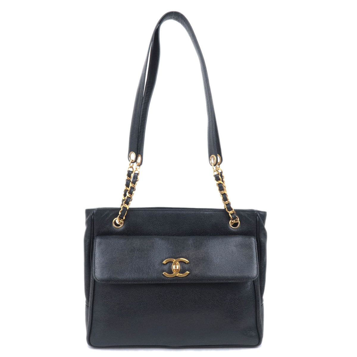 CHANEL Coco Mark Chain Tote Bag Caviarskin92804
