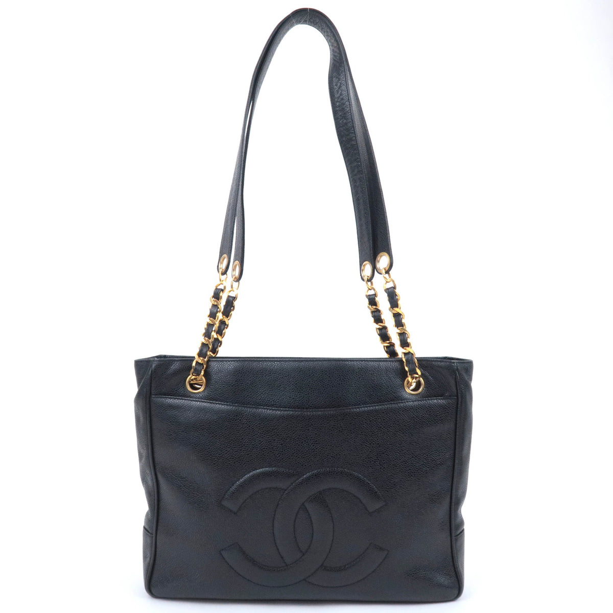 CHANEL Coco Mark Chain Tote Bag Caviarskin