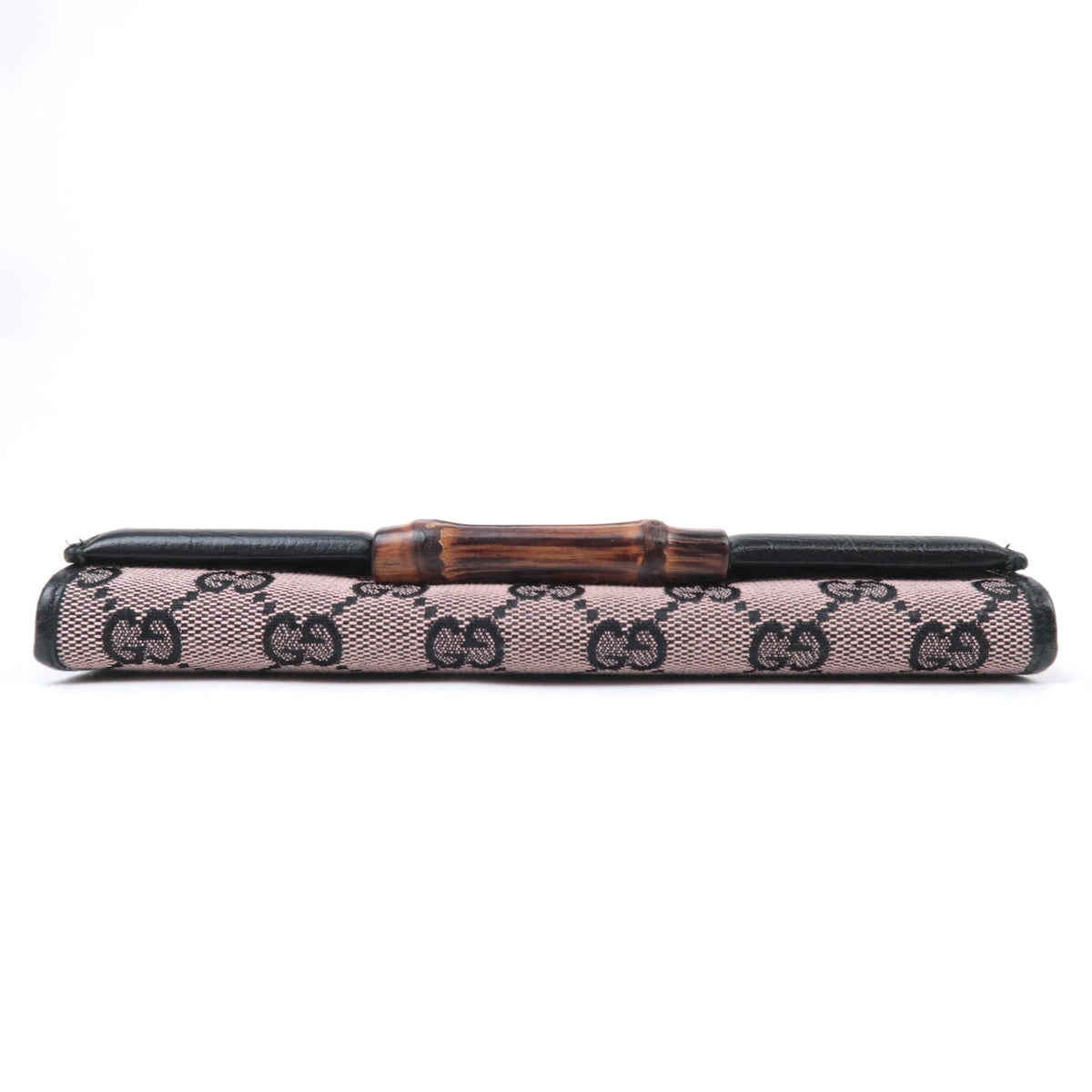 GUCCI Bamboo GG Canvas Bi-Fold Long Wallet Pink Black 112520