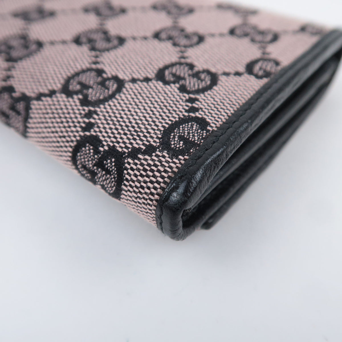 GUCCI Bamboo GG Canvas Bi-Fold Long Wallet Pink Black 112520
