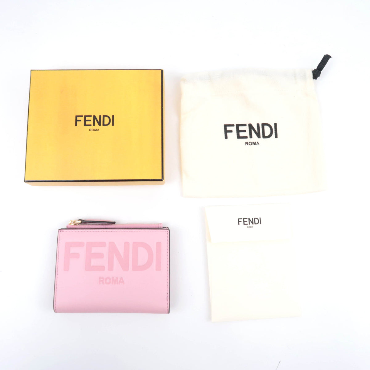 FENDI Roma Logo Embossed Leather Wallet 8M0447