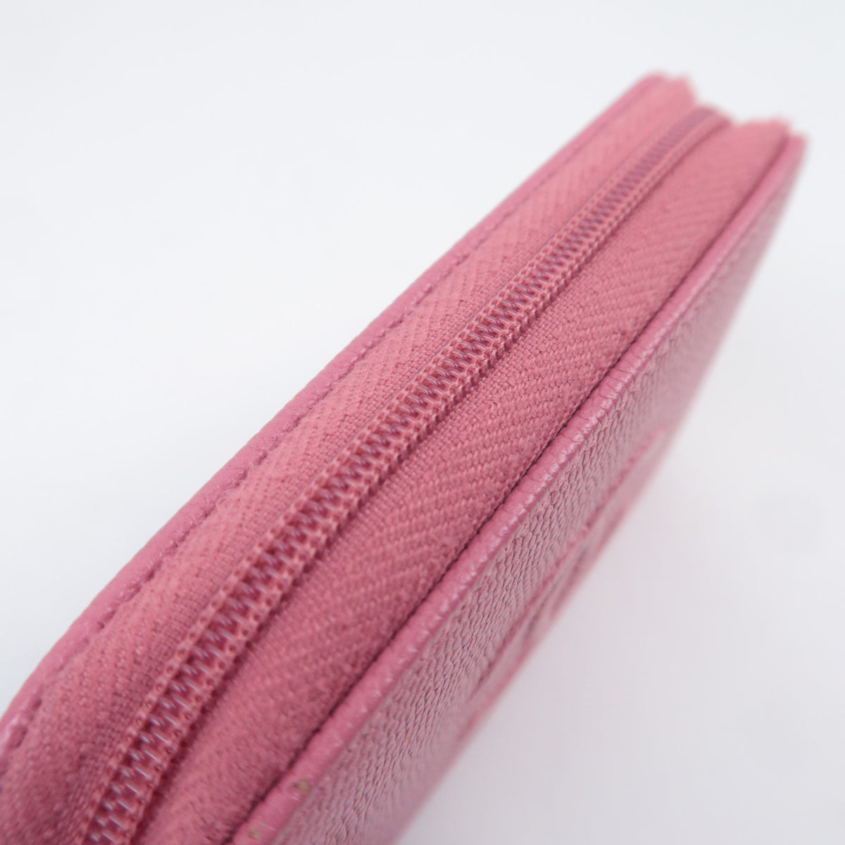 CHANEL Coco Mark Round Zipper Coin Case Caviarskin Pink