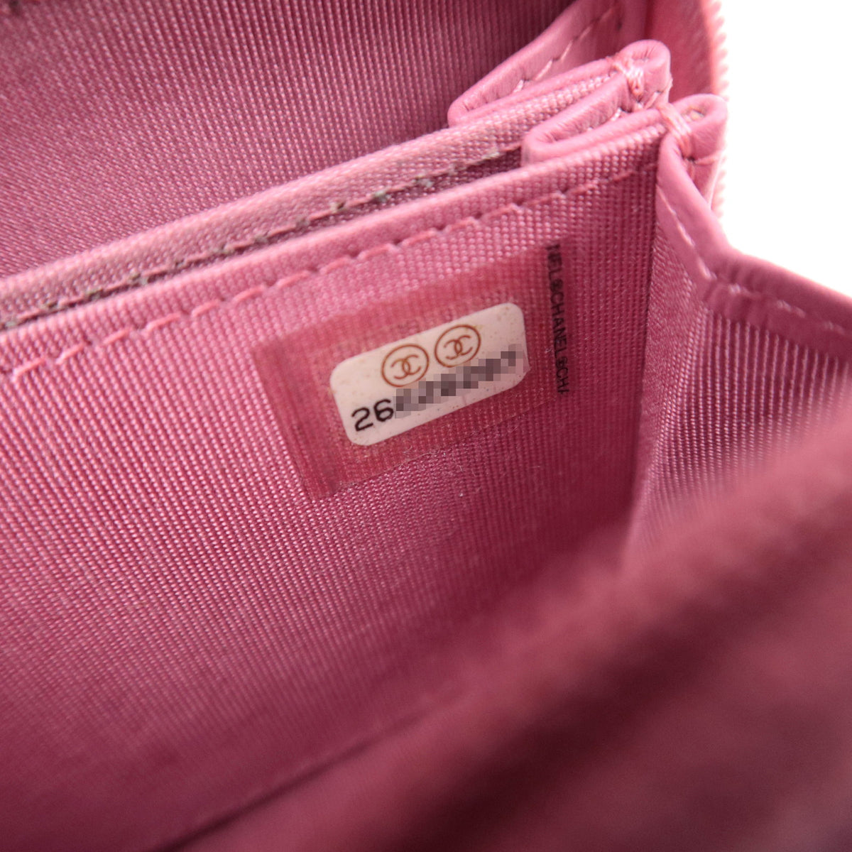 CHANEL Coco Mark Round Zipper Coin Case Caviarskin Pink