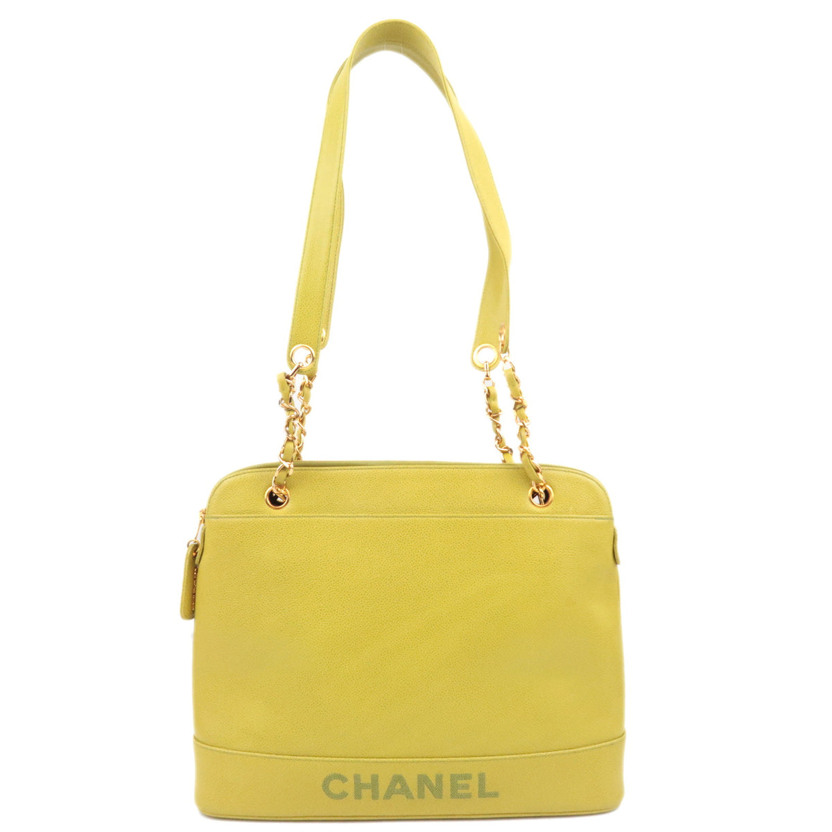 CHANEL Logo Chain Tote Bag Caviarskin92853