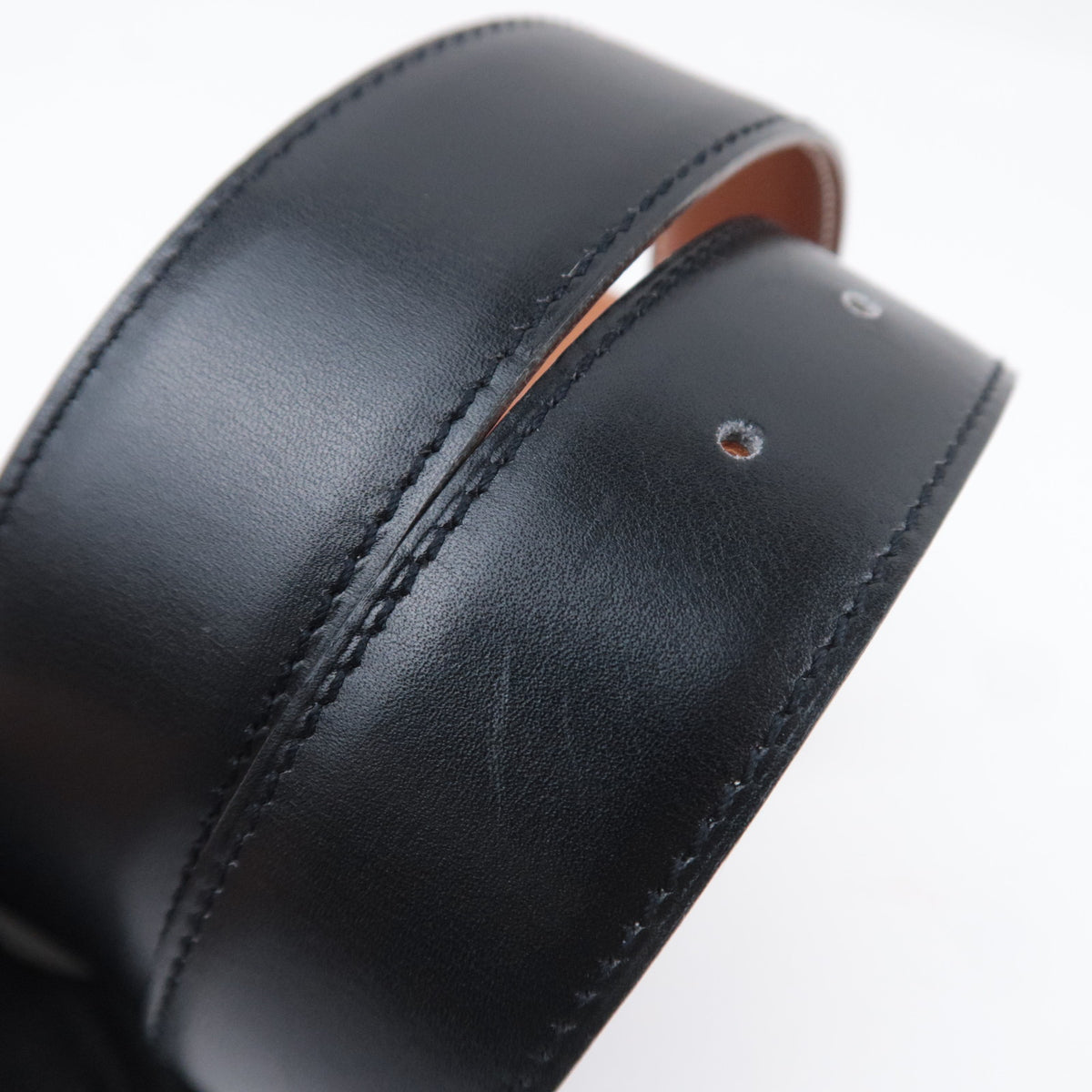 HERMES Constance H Reversible Leather Belt Size 76 With "〇Z" Stamp Black Brown