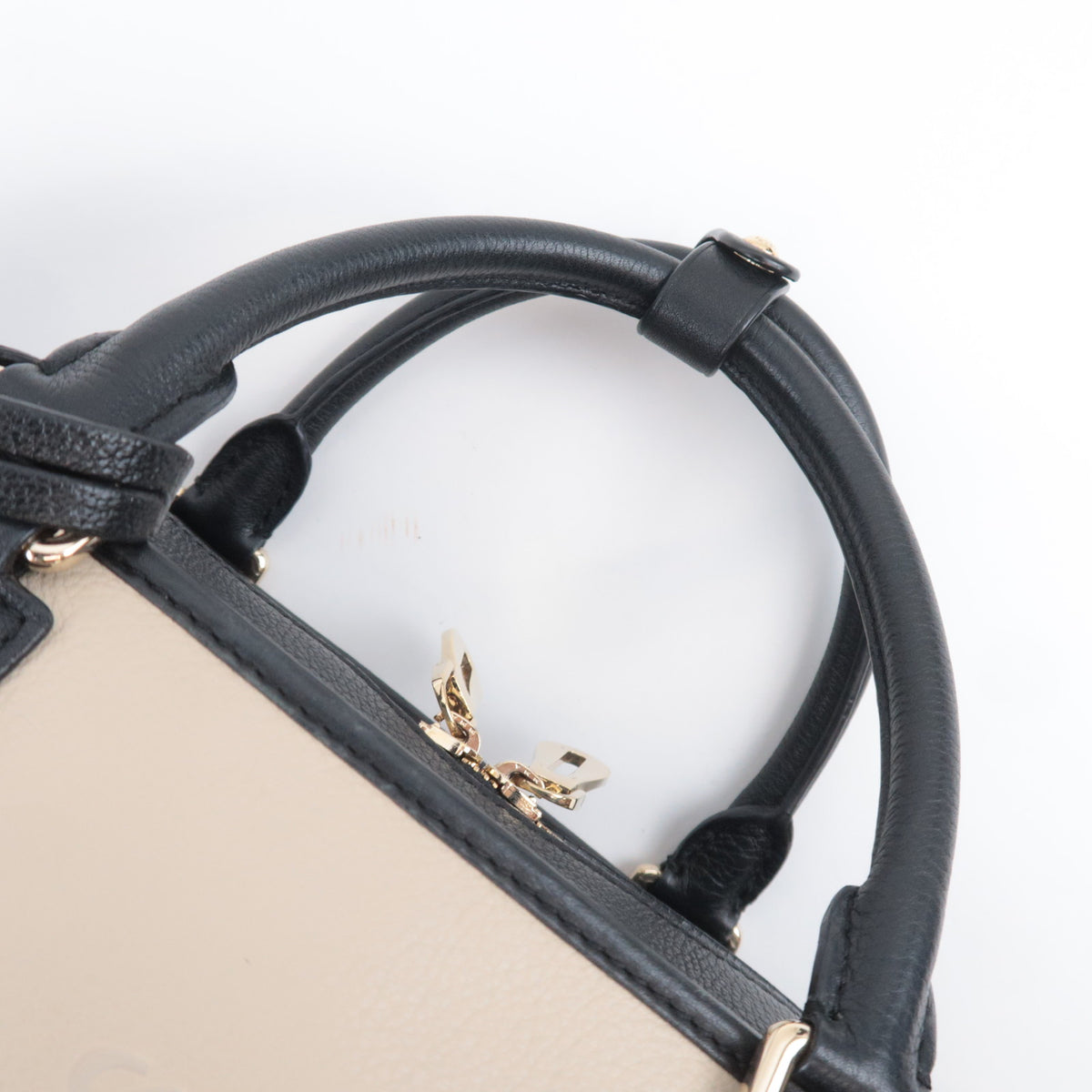 LOEWE Amazona 36 Leather Handbag Ivory Black