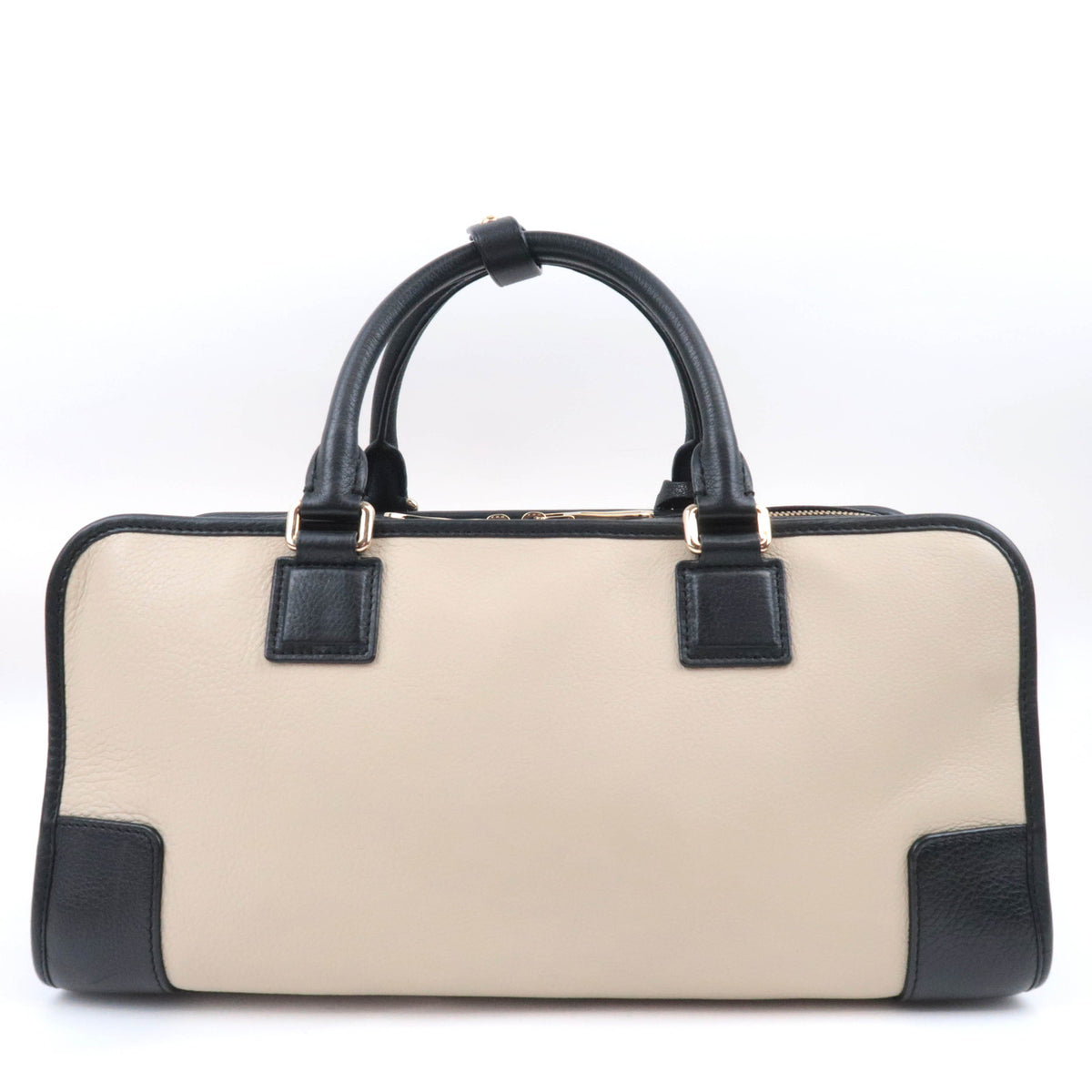LOEWE Amazona 36 Leather Handbag Ivory Black