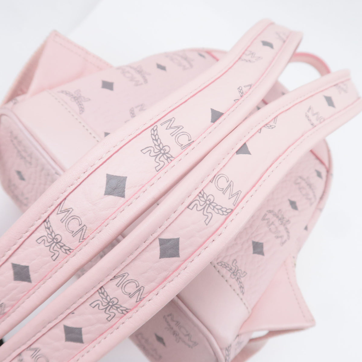 MCM Visetos Studded Leather Backpack Pink