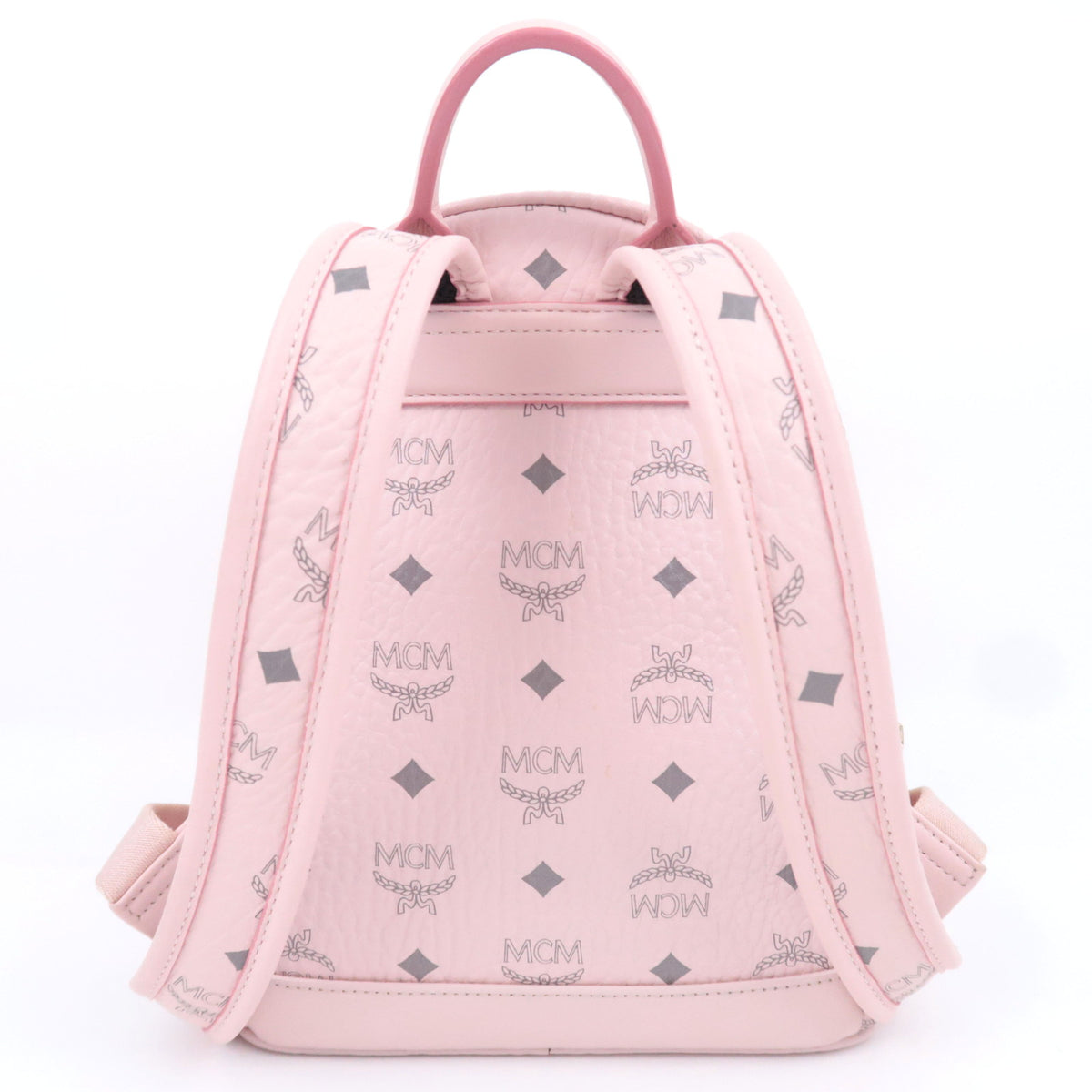 MCM Visetos Studded Leather Backpack Pink