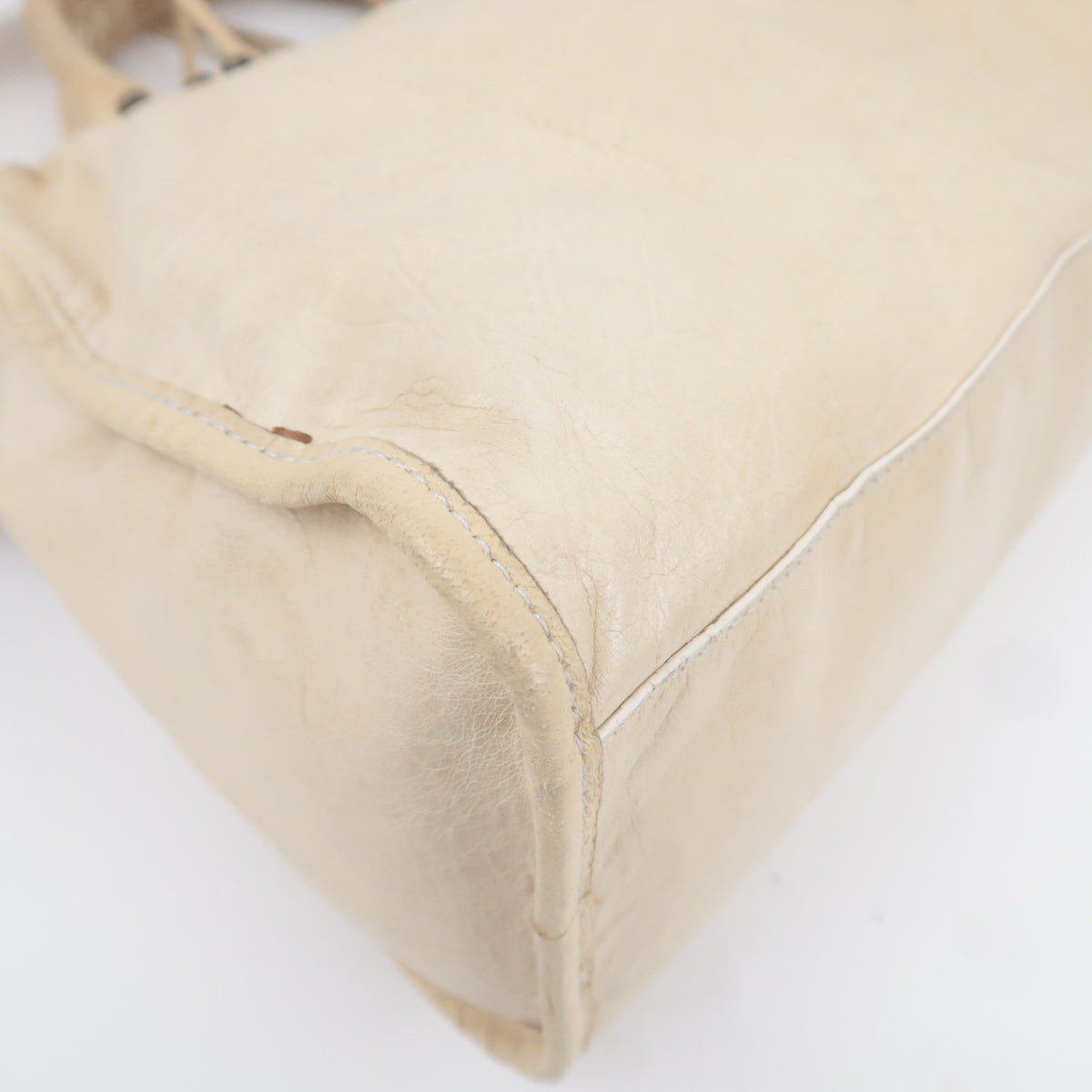 BALENCIAGA The City Leather Shoulder Bag Ivory 115748