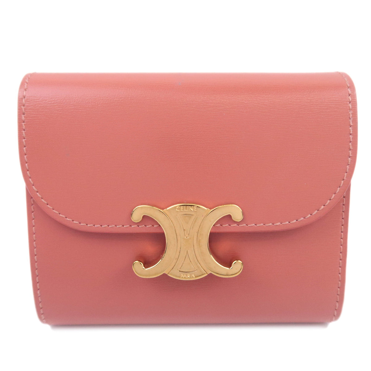 CELINE Triomphe Tri-Fold Leather Compact Wallet92966