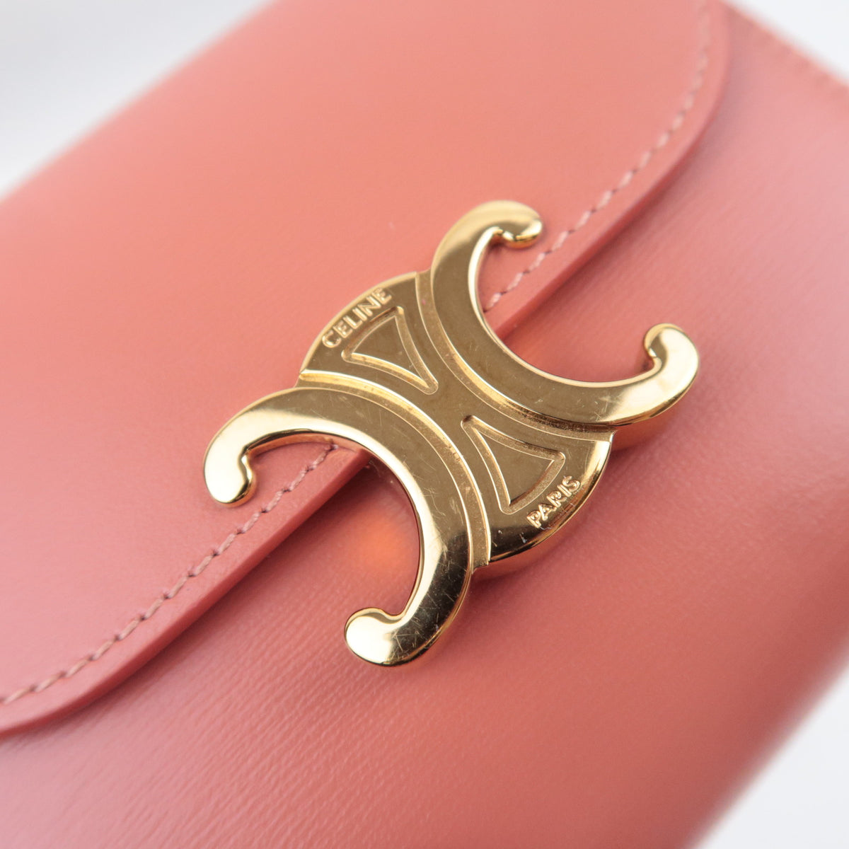 CELINE Triomphe Tri-Fold Leather Compact Wallet