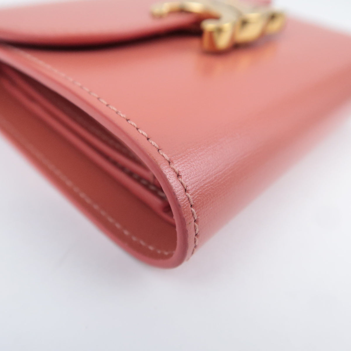 CELINE Triomphe Tri-Fold Leather Compact Wallet