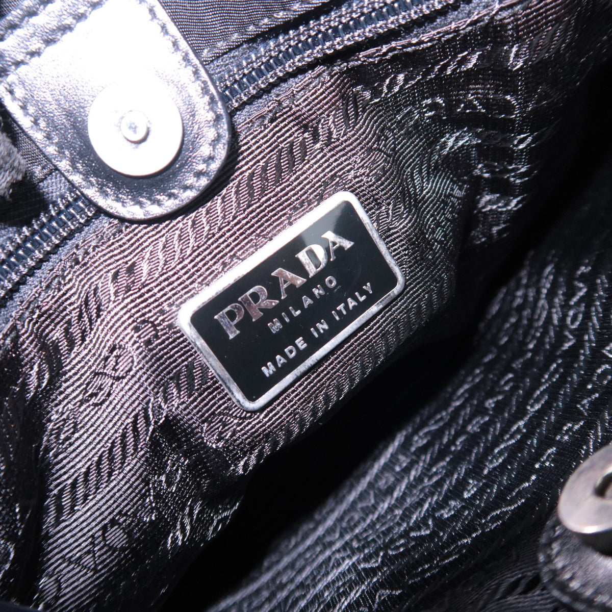 PRADA Nylon Leather Tote Bag Black B11214